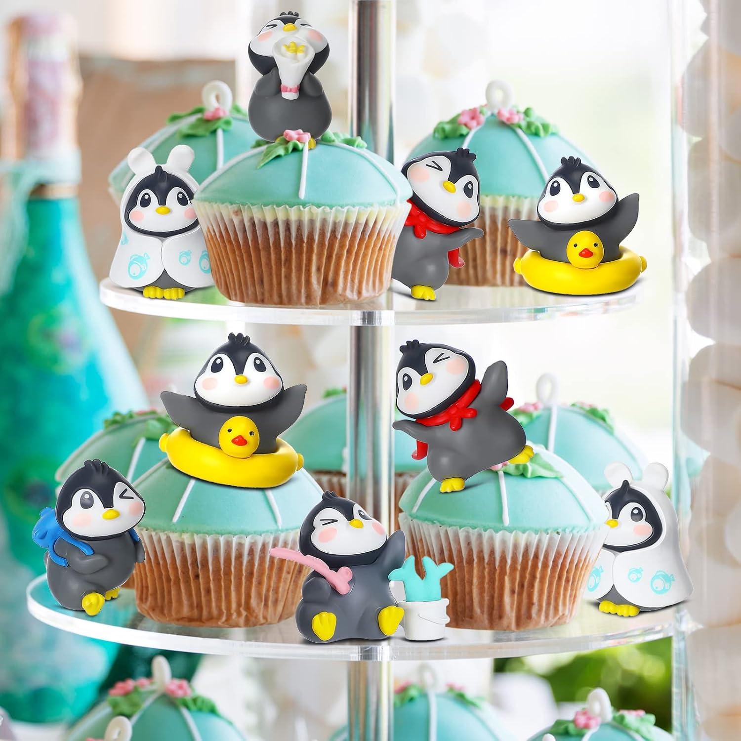 Figuras de Pingüino Macarrie 20 Pcs Decoración Pastel Invierno