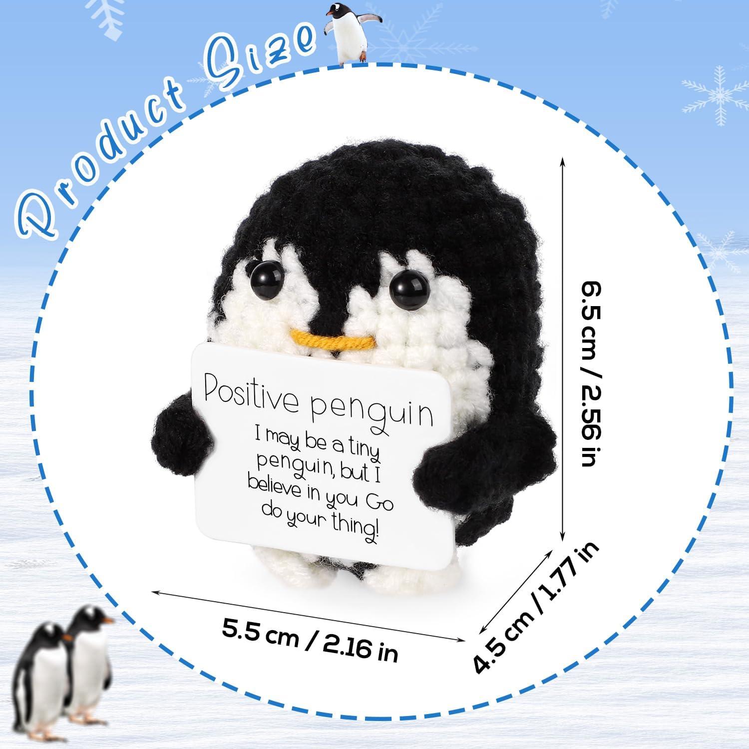 Muñeca de Pingüino Tejido BOXOB 6.5 cm con Tarjeta Positiva