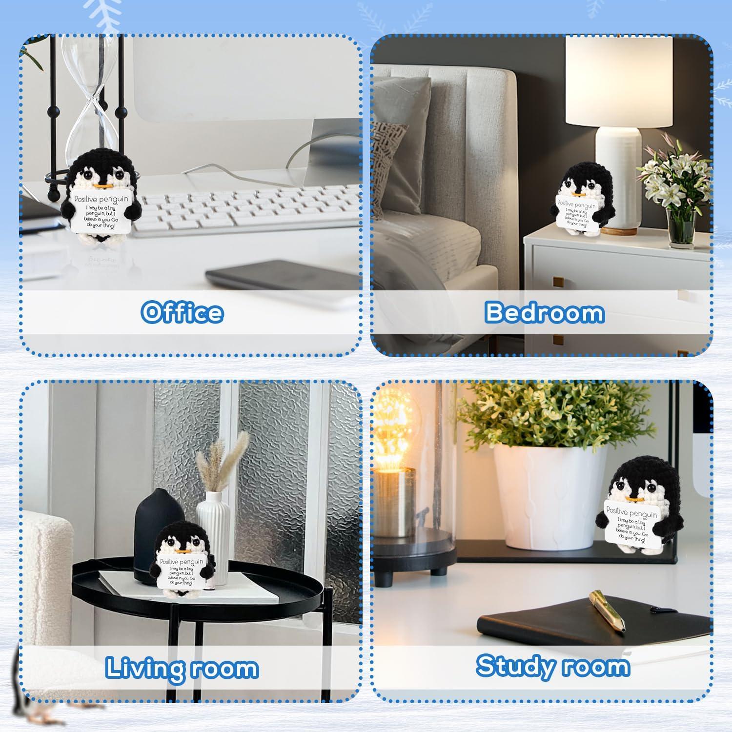 Muñeca de Pingüino Tejido BOXOB 6.5 cm con Tarjeta Positiva