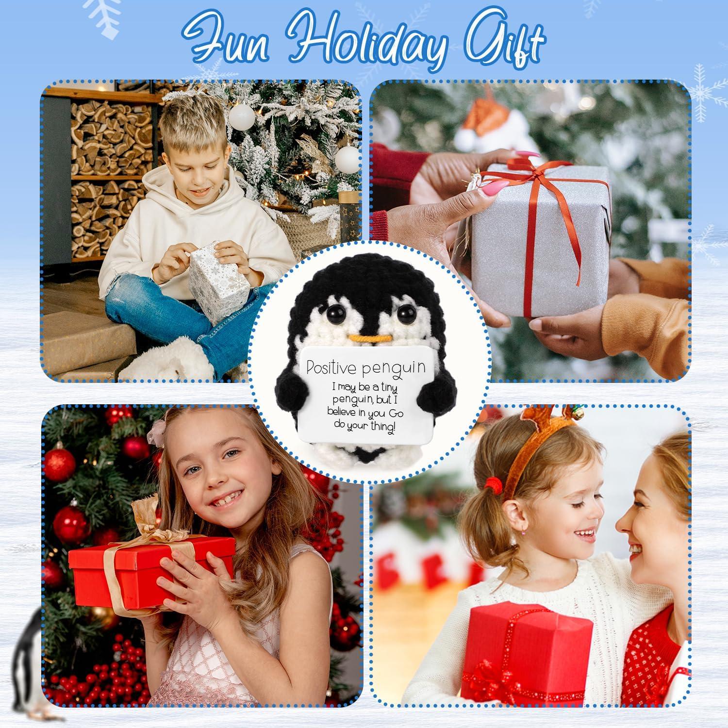 Muñeca de Pingüino Tejido BOXOB 6.5 cm con Tarjeta Positiva