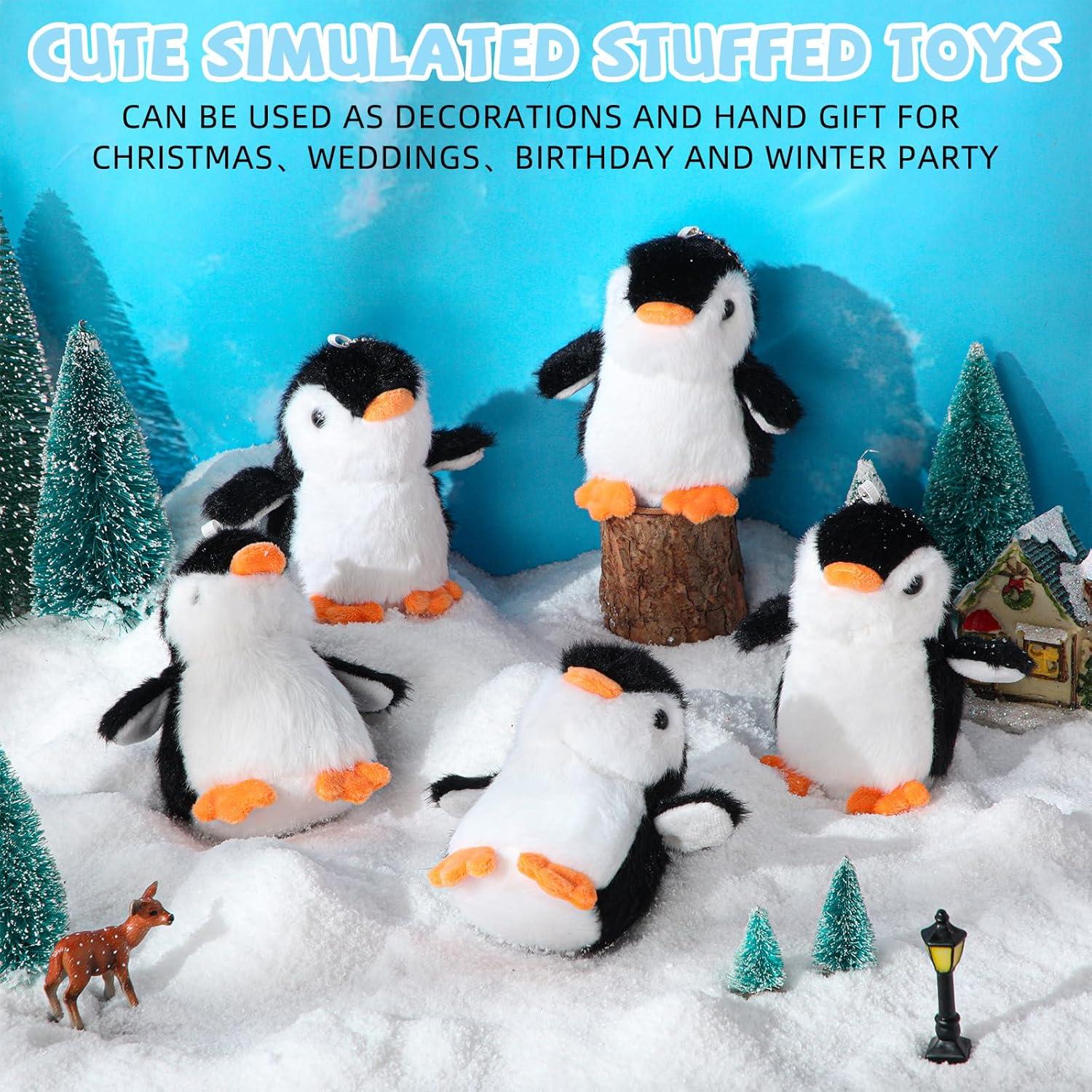 30 Mini Pingüinos de Peluche Motionchic 13 cm Negros