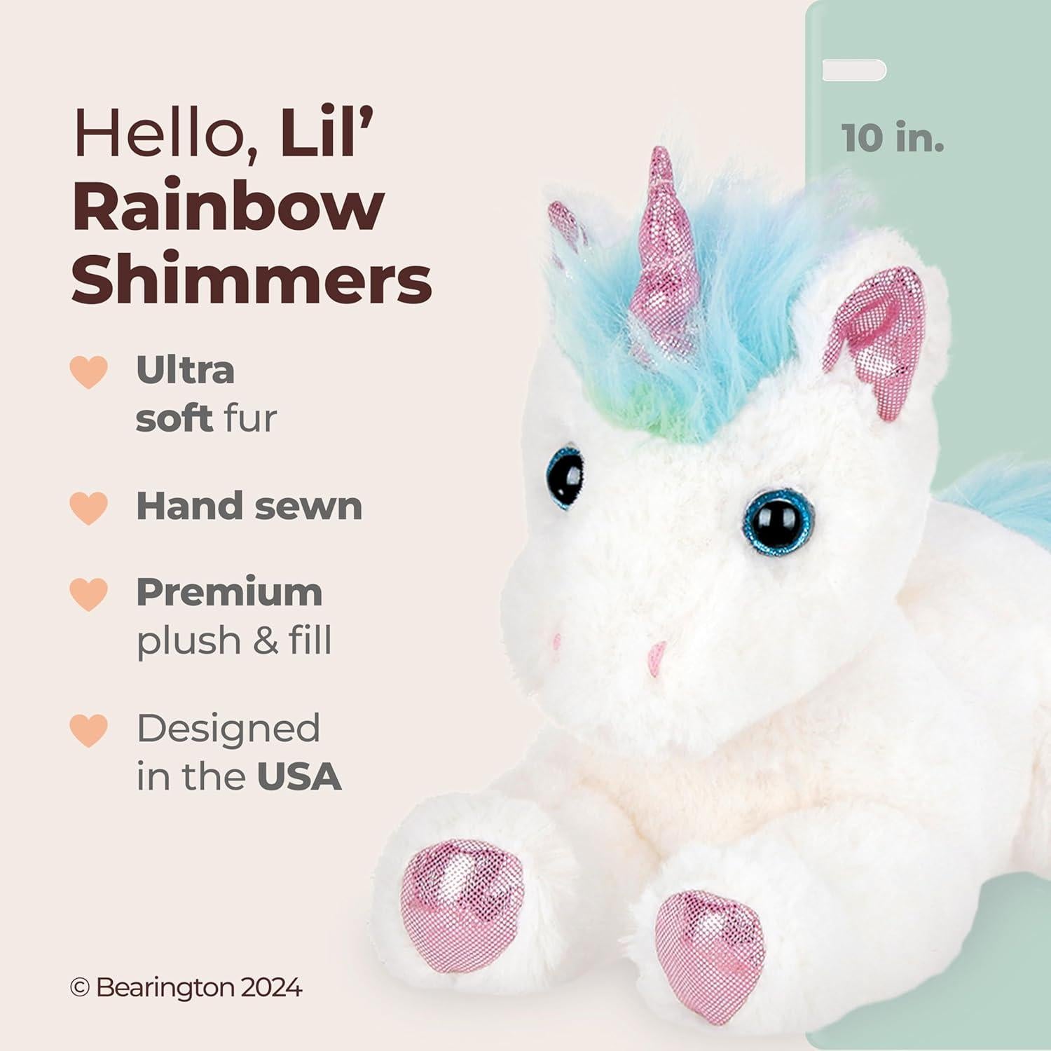 Peluche Unicornio Bearington 25 cm Brillos Arcoíris Suave