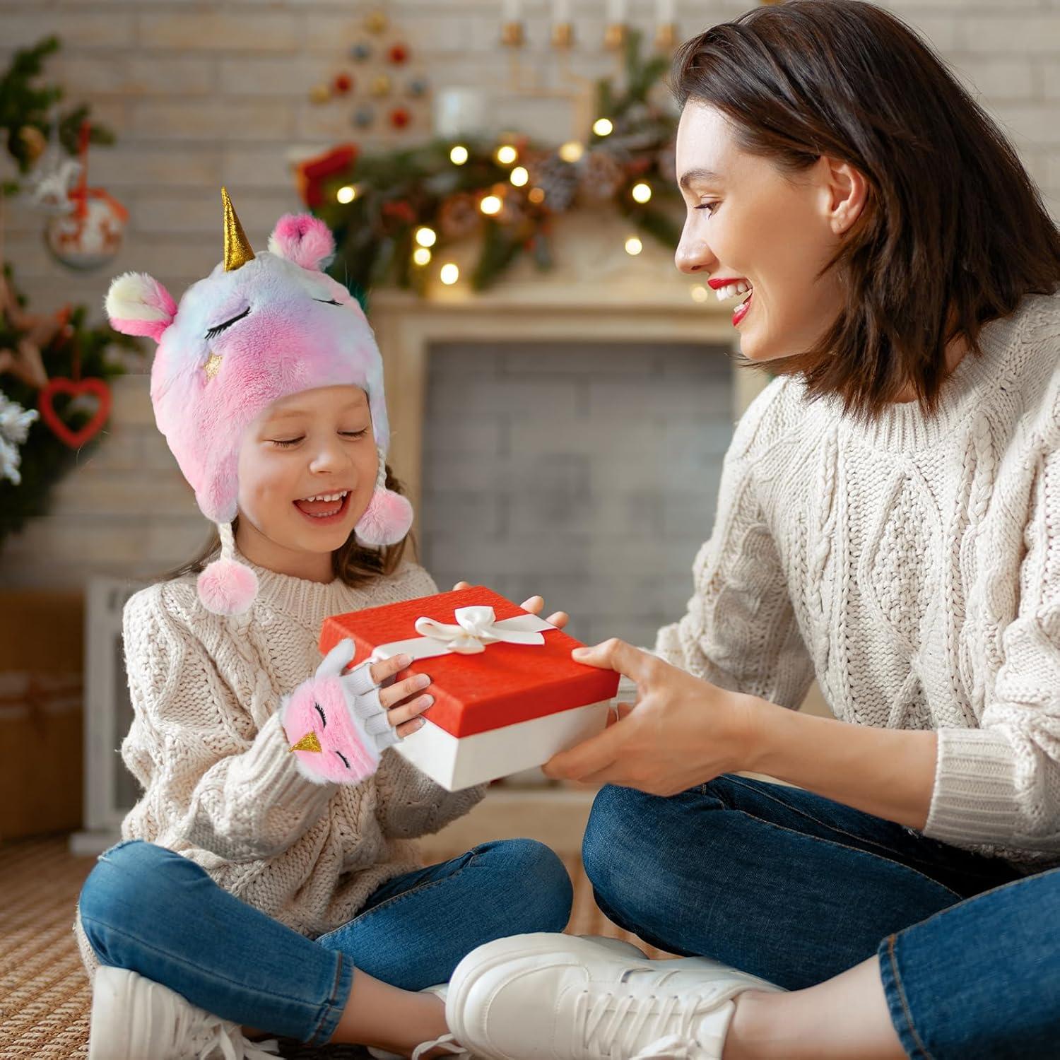 Conjunto de Gorro y Guantes de Unicornio para Niñas 3-10 Años
