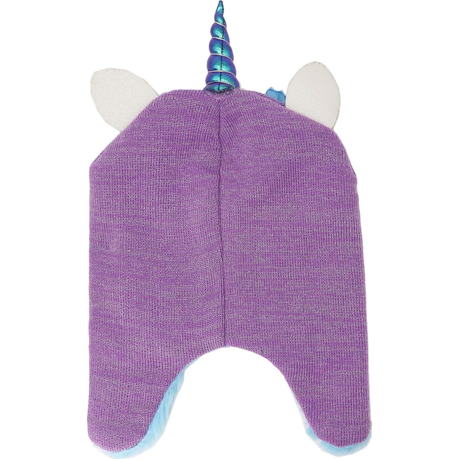 Conjunto de gorro y guantes de unicornio para niñas 3-9 años