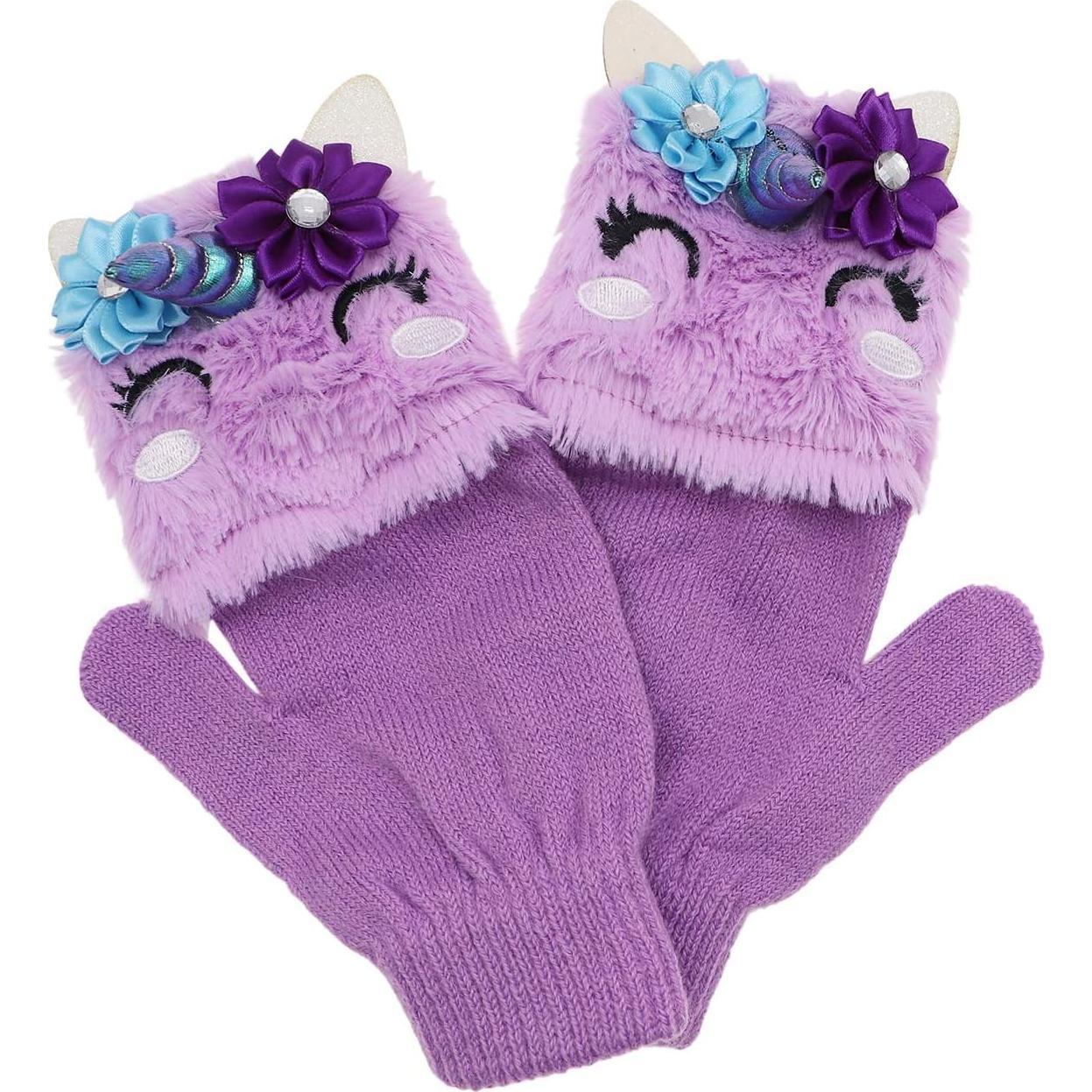 Conjunto de gorro y guantes de unicornio para niñas 3-9 años