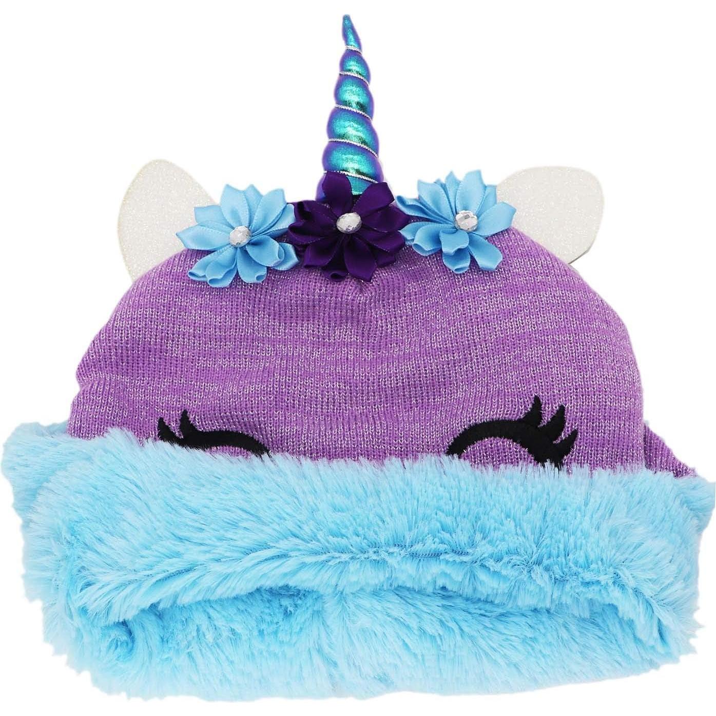 Conjunto de gorro y guantes de unicornio para niñas 3-9 años