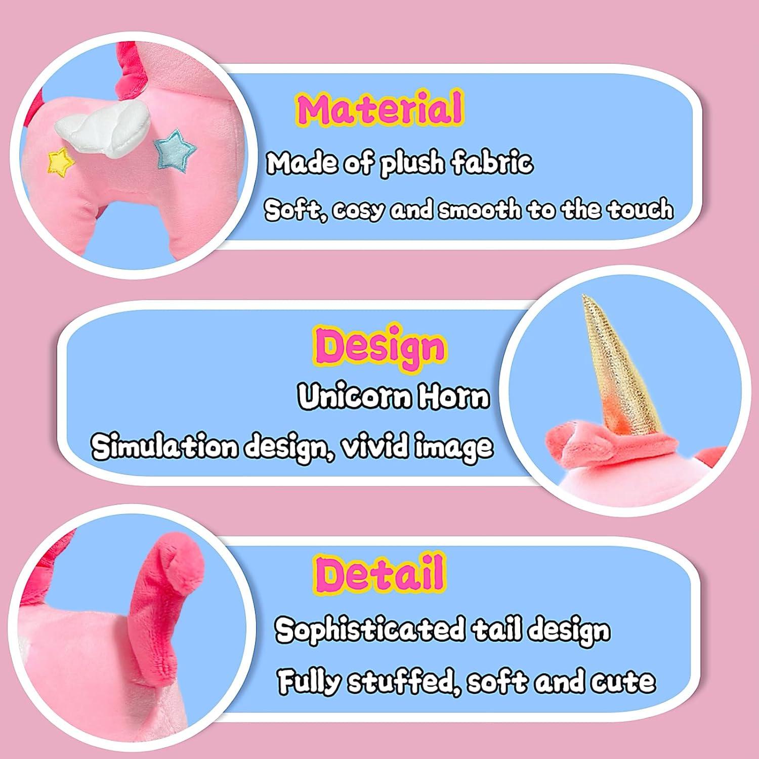 Juguete de Peluche Unicornio Rosa NuomiYue 23cm Suave