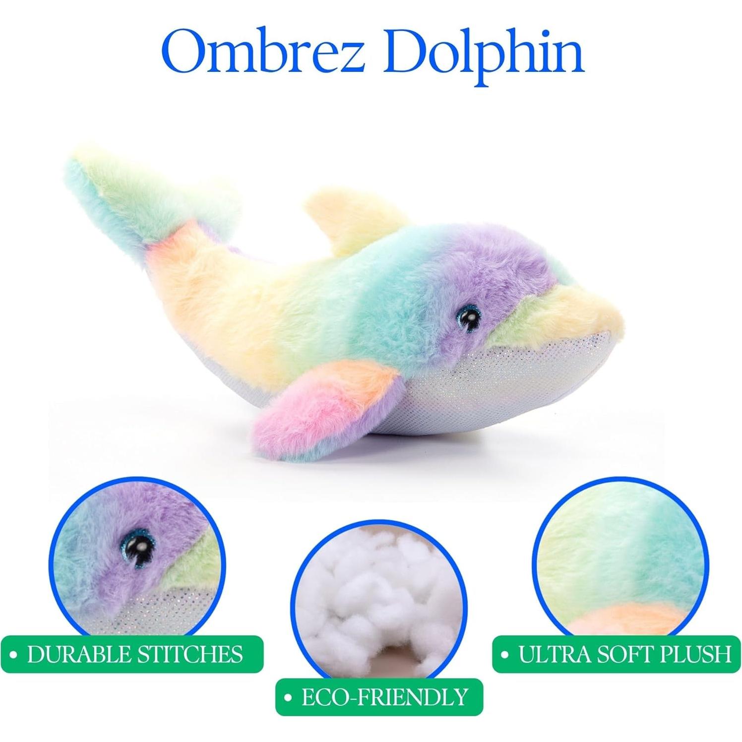 Delfín de Peluche Arcoíris El Zoológico de Caricias 35.56 cm