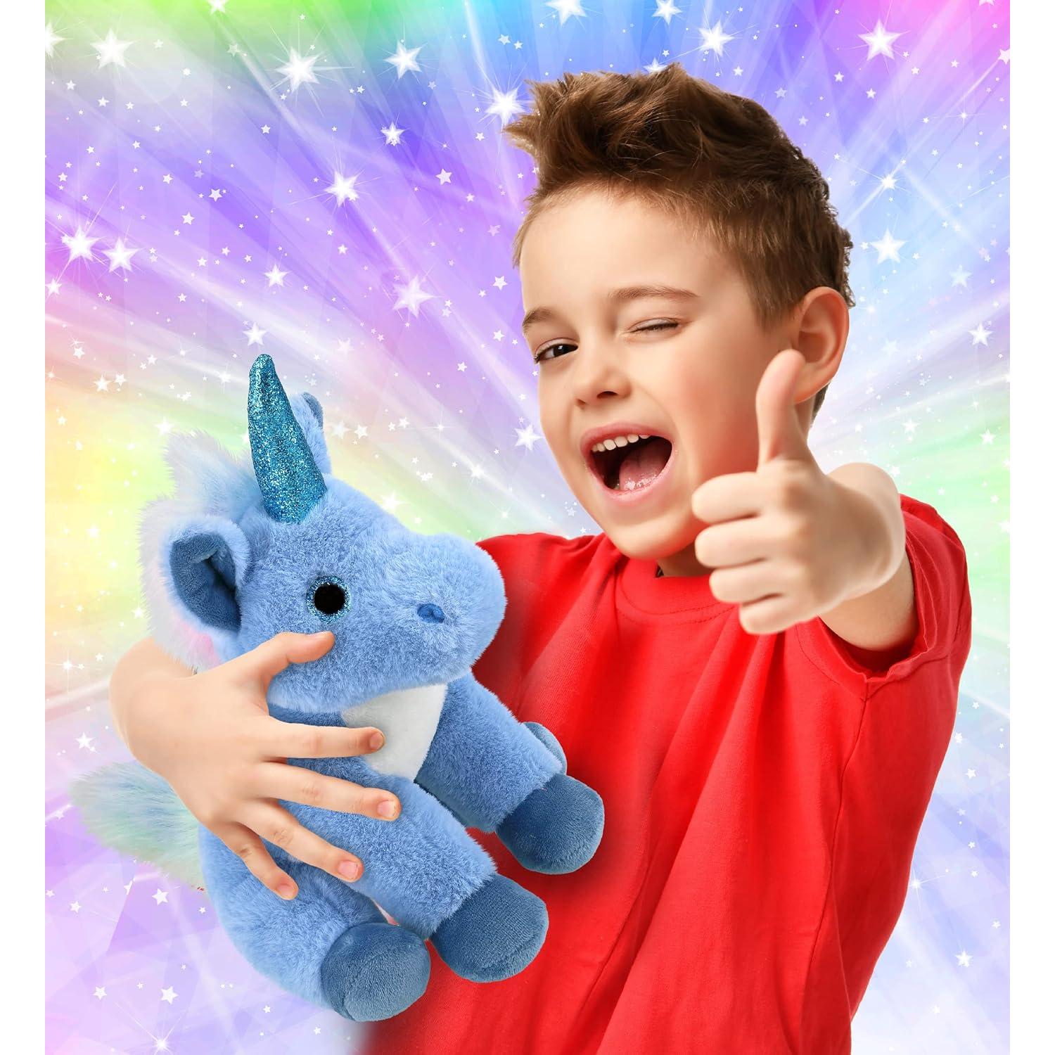 Peluche Unicornio Azul DolliBu - Suave 23 cm para Niños y Adultos