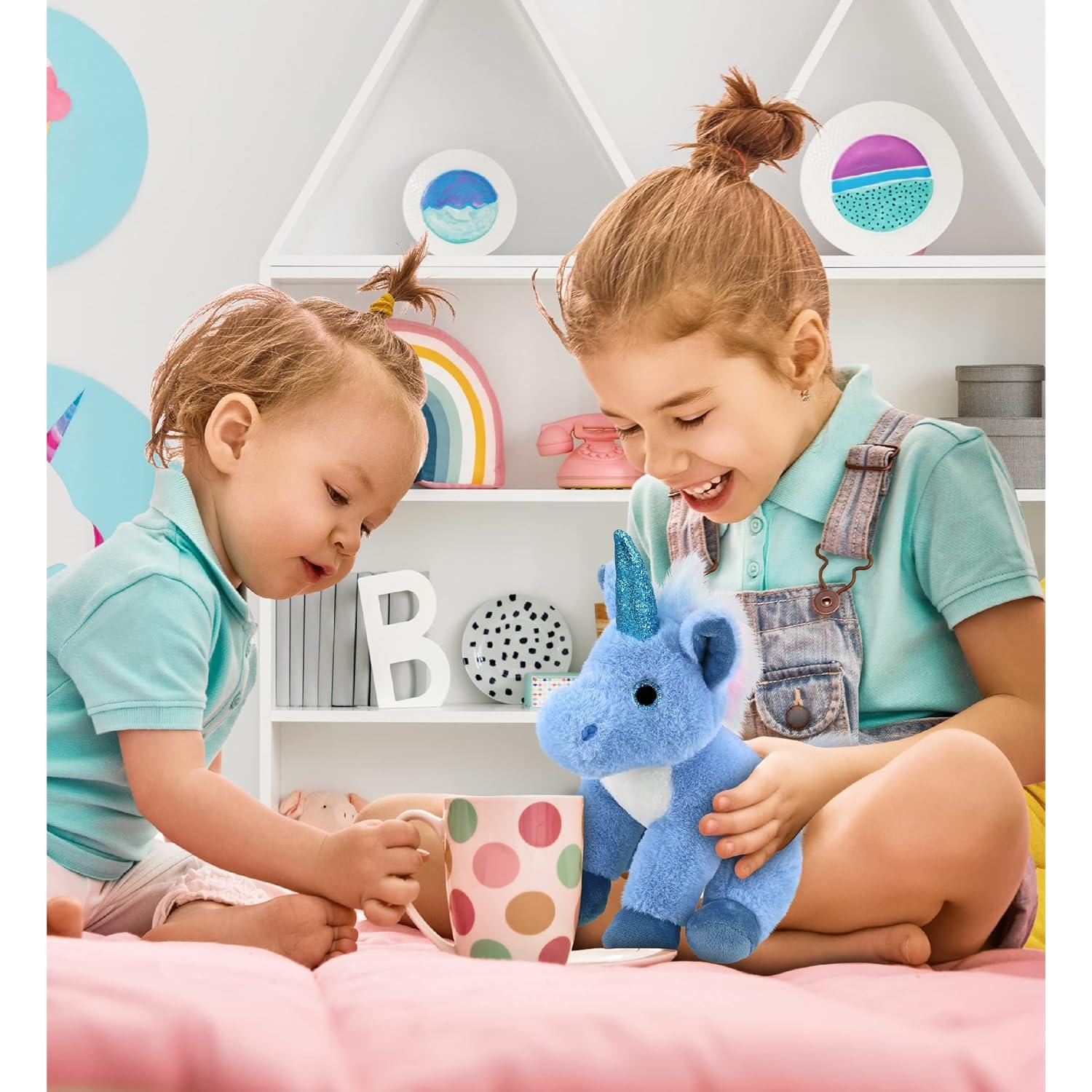 Peluche Unicornio Azul DolliBu - Suave 23 cm para Niños y Adultos