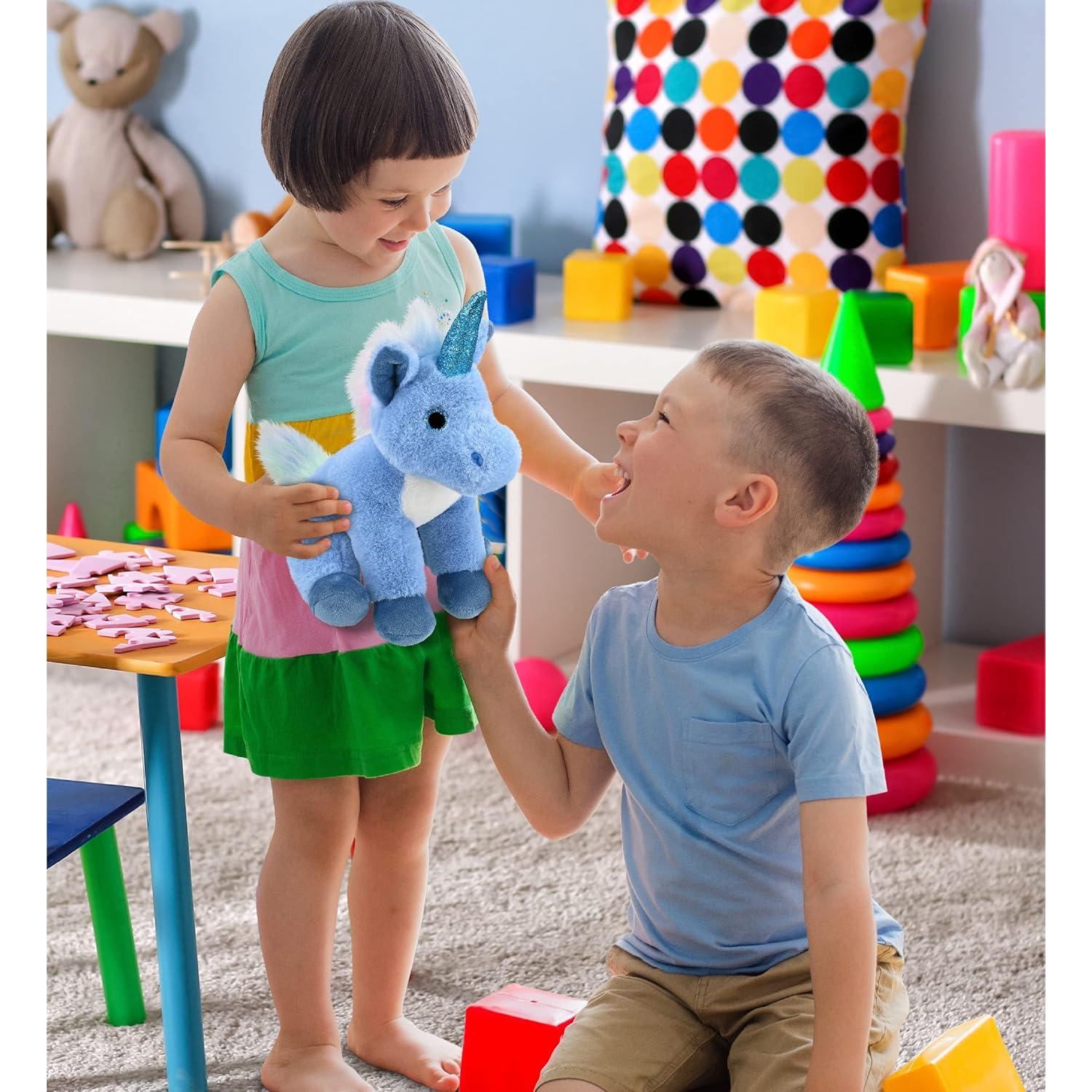 Peluche Unicornio Azul DolliBu - Suave 23 cm para Niños y Adultos