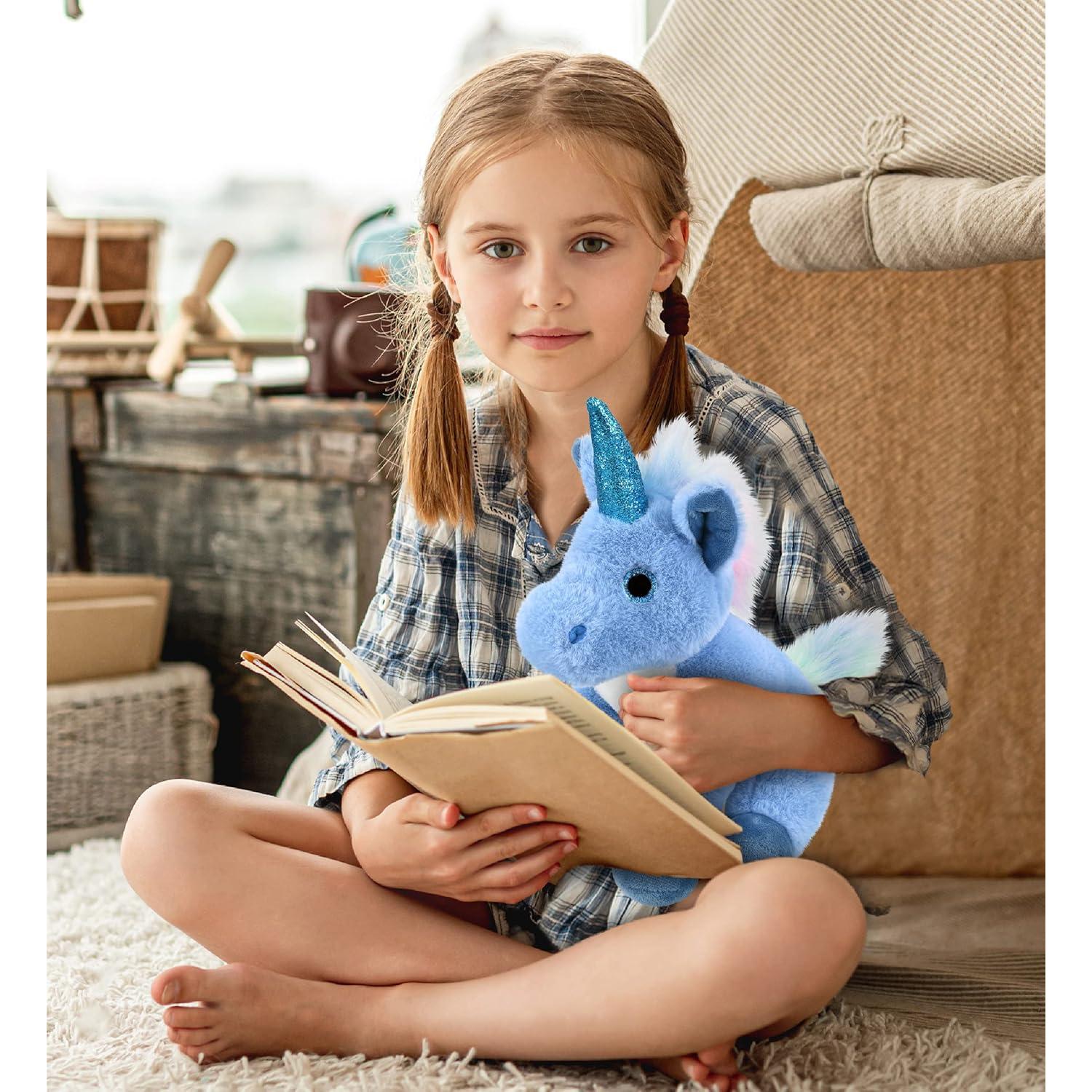 Peluche Unicornio Azul DolliBu - Suave 23 cm para Niños y Adultos