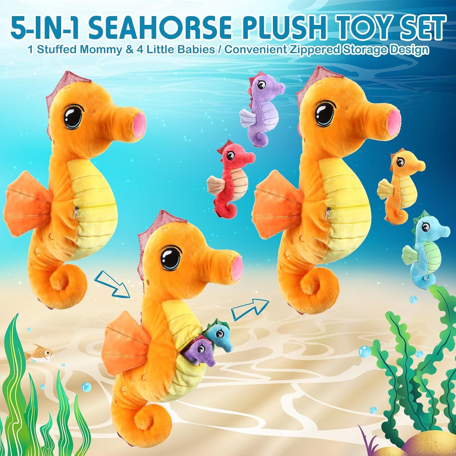 Conjunto de 5 Animales de Peluche Caballito de Mar Shappy
