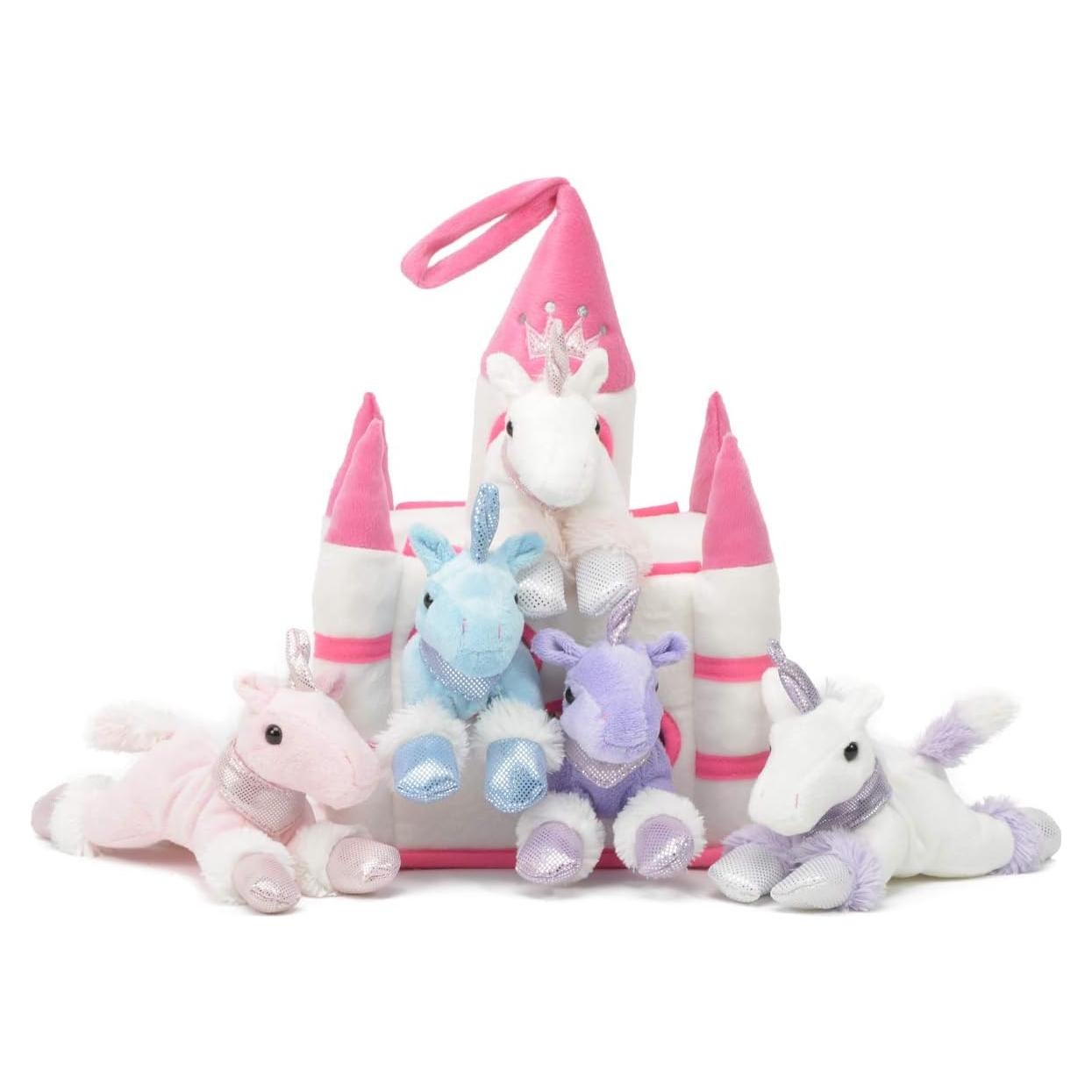 Castillo de Peluche Rosa Unipak con 5 Unicornios 13 cm