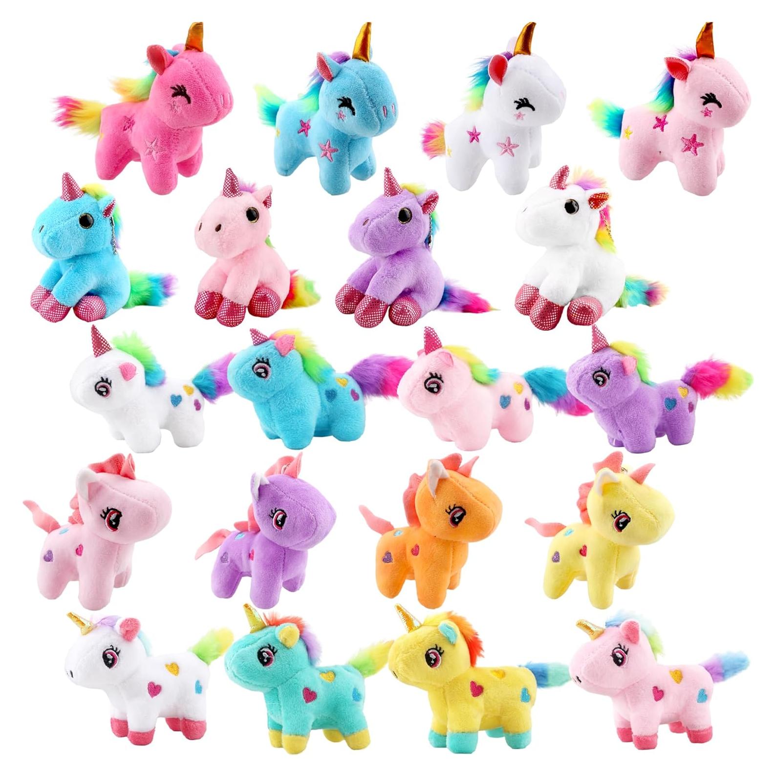 Paquete de 20 Mini Peluches de Unicornio Rellenos 10 cm