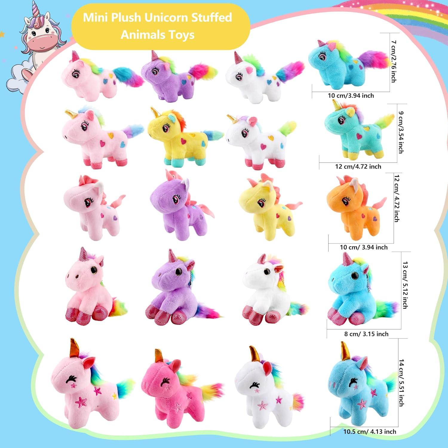 Paquete de 20 Mini Peluches de Unicornio Rellenos 10 cm