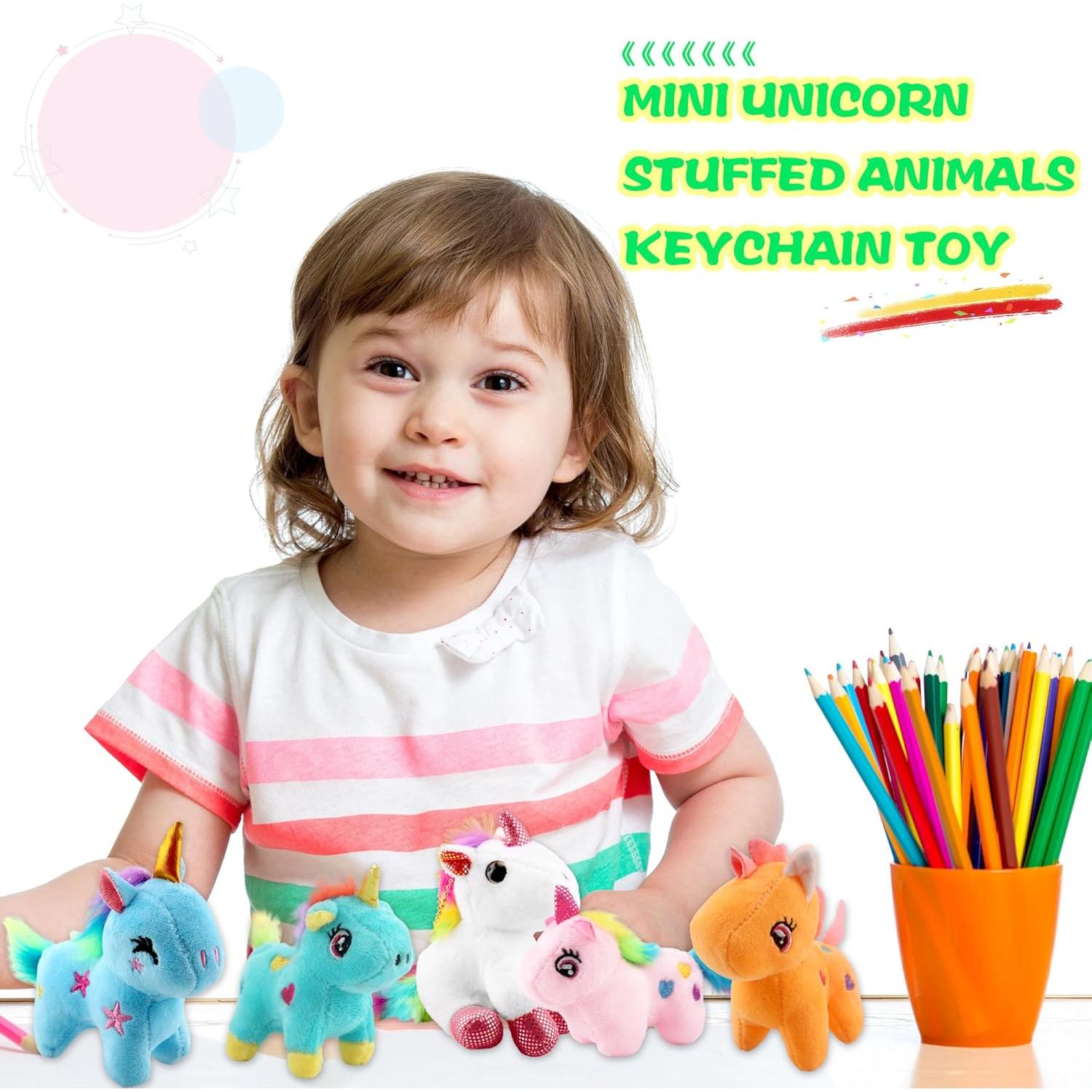 Paquete de 20 Mini Peluches de Unicornio Rellenos 10 cm