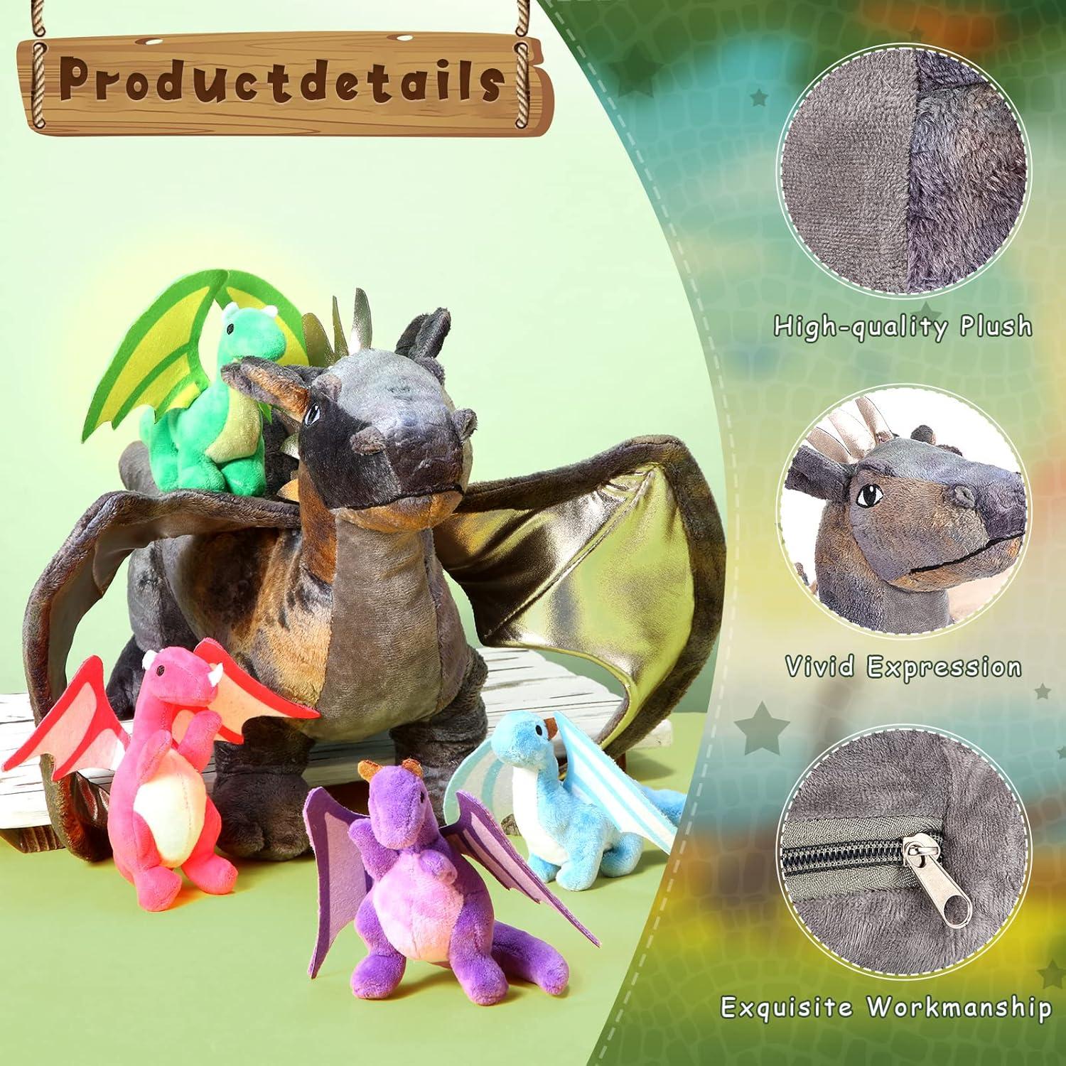 Juguetes de Peluche Dragón HyDren 5 Pcs 40 cm con Bebés