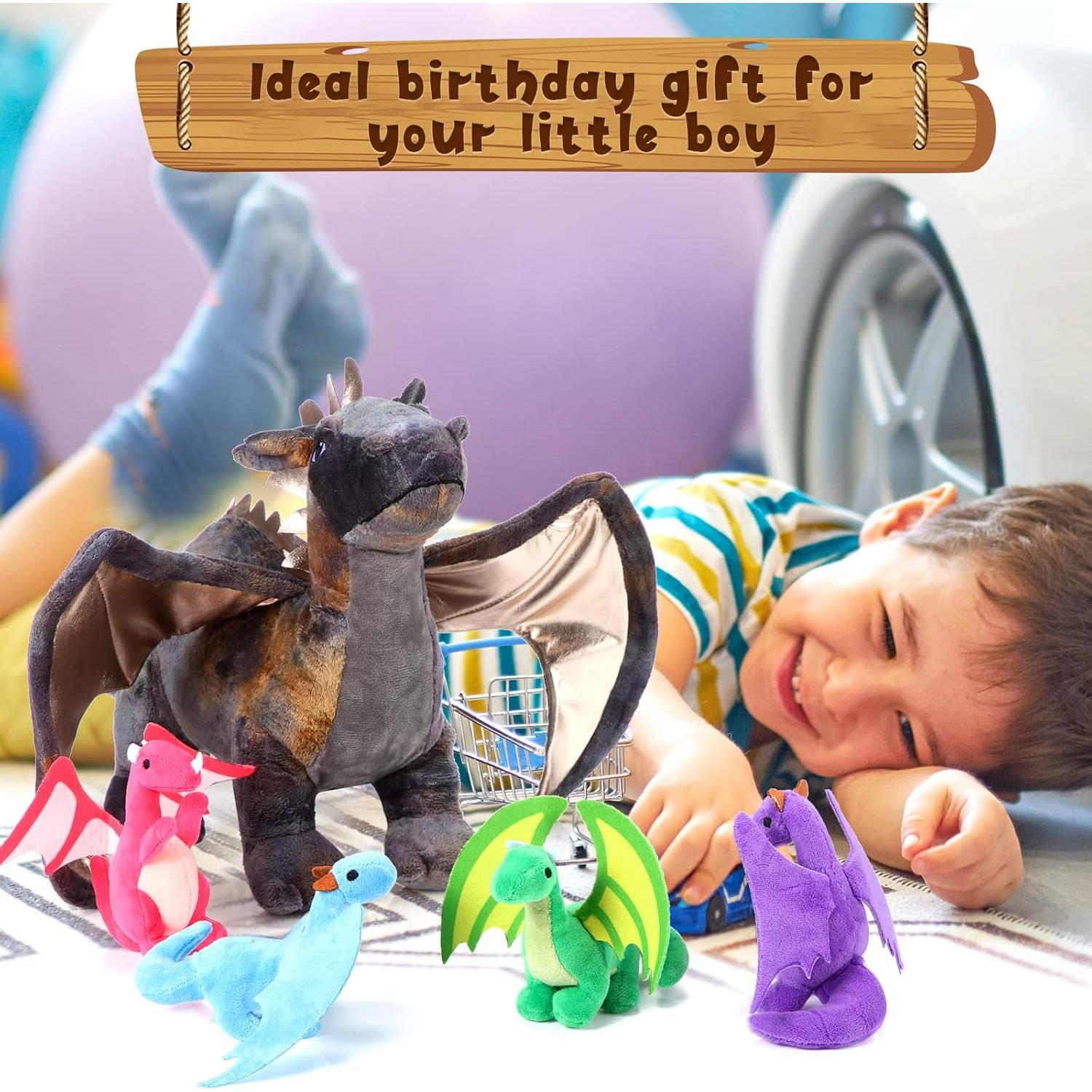 Juguetes de Peluche Dragón HyDren 5 Pcs 40 cm con Bebés