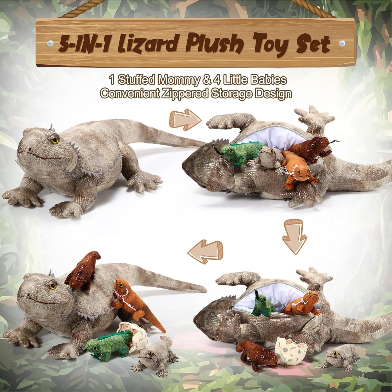 Lenwen Juguetes de Peluche Dragón Barbudo 5 Piezas 66 cm