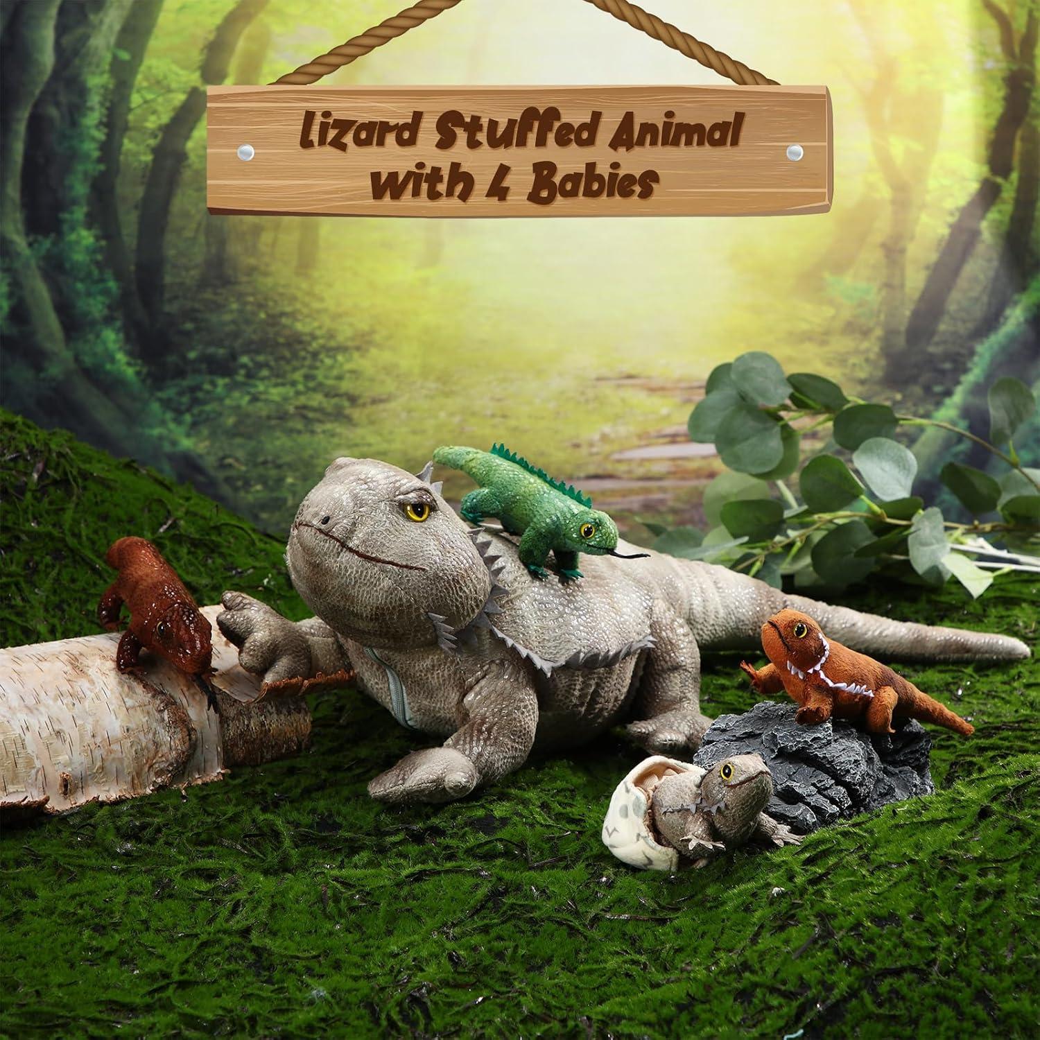 Lenwen Juguetes de Peluche Dragón Barbudo 5 Piezas 66 cm