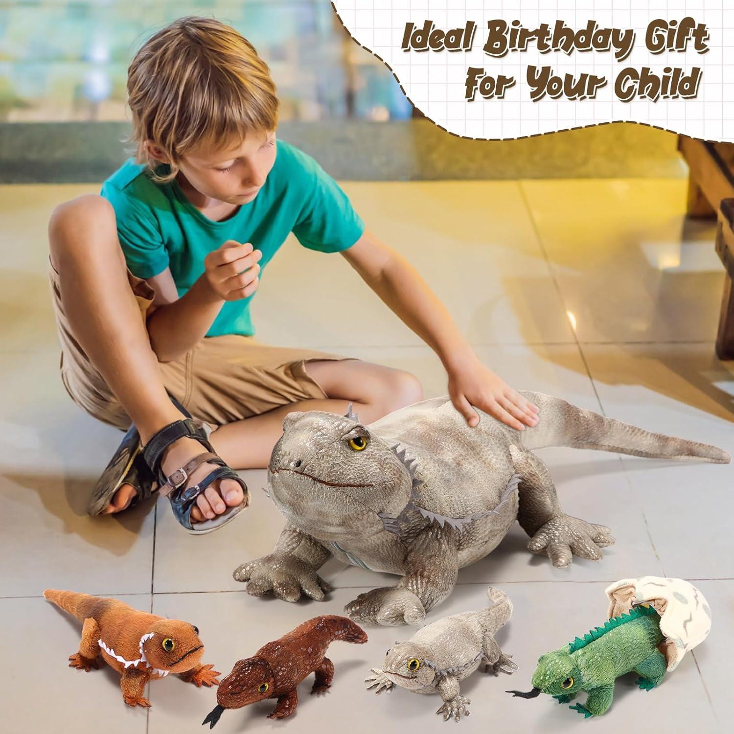 Lenwen Juguetes de Peluche Dragón Barbudo 5 Piezas 66 cm