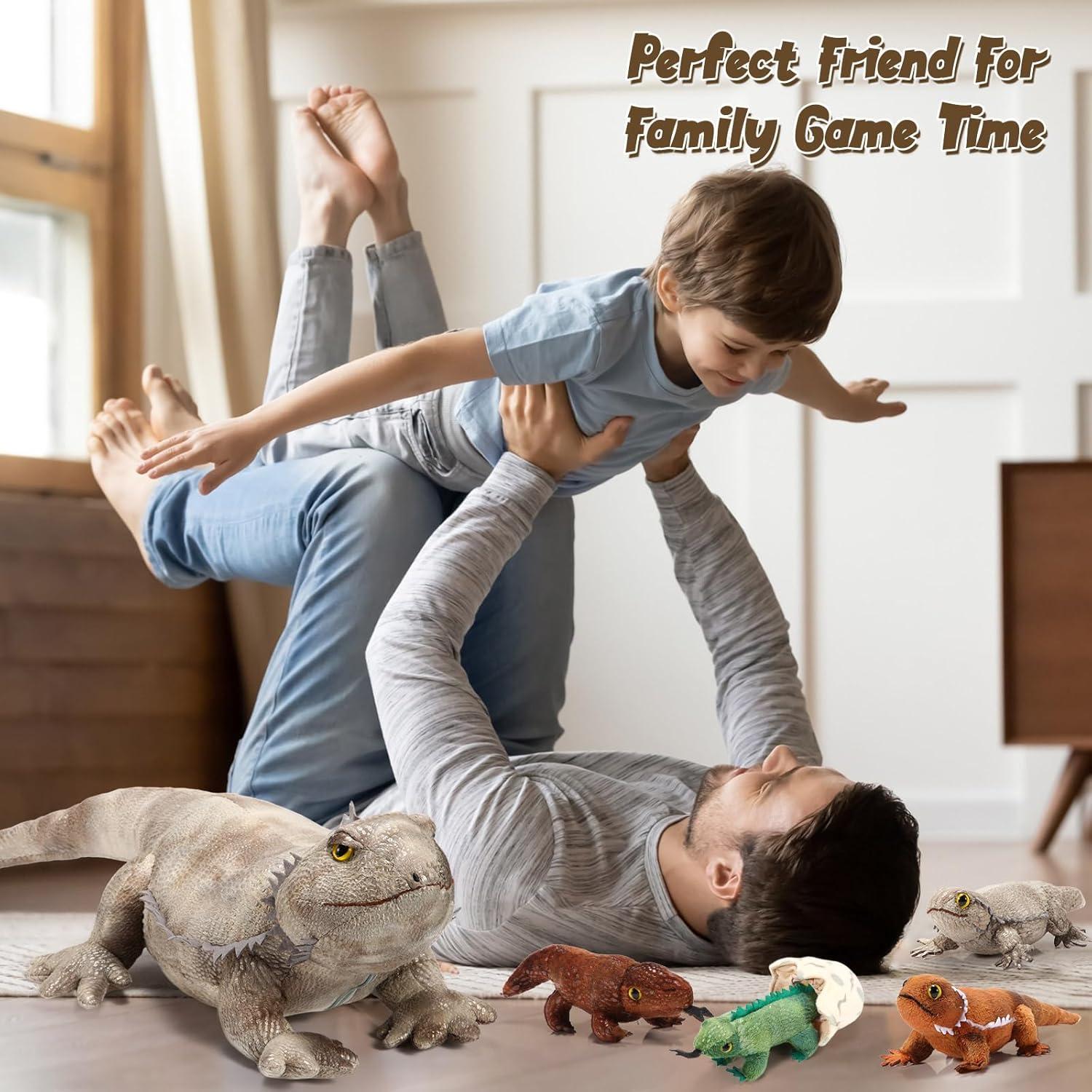 Lenwen Juguetes de Peluche Dragón Barbudo 5 Piezas 66 cm