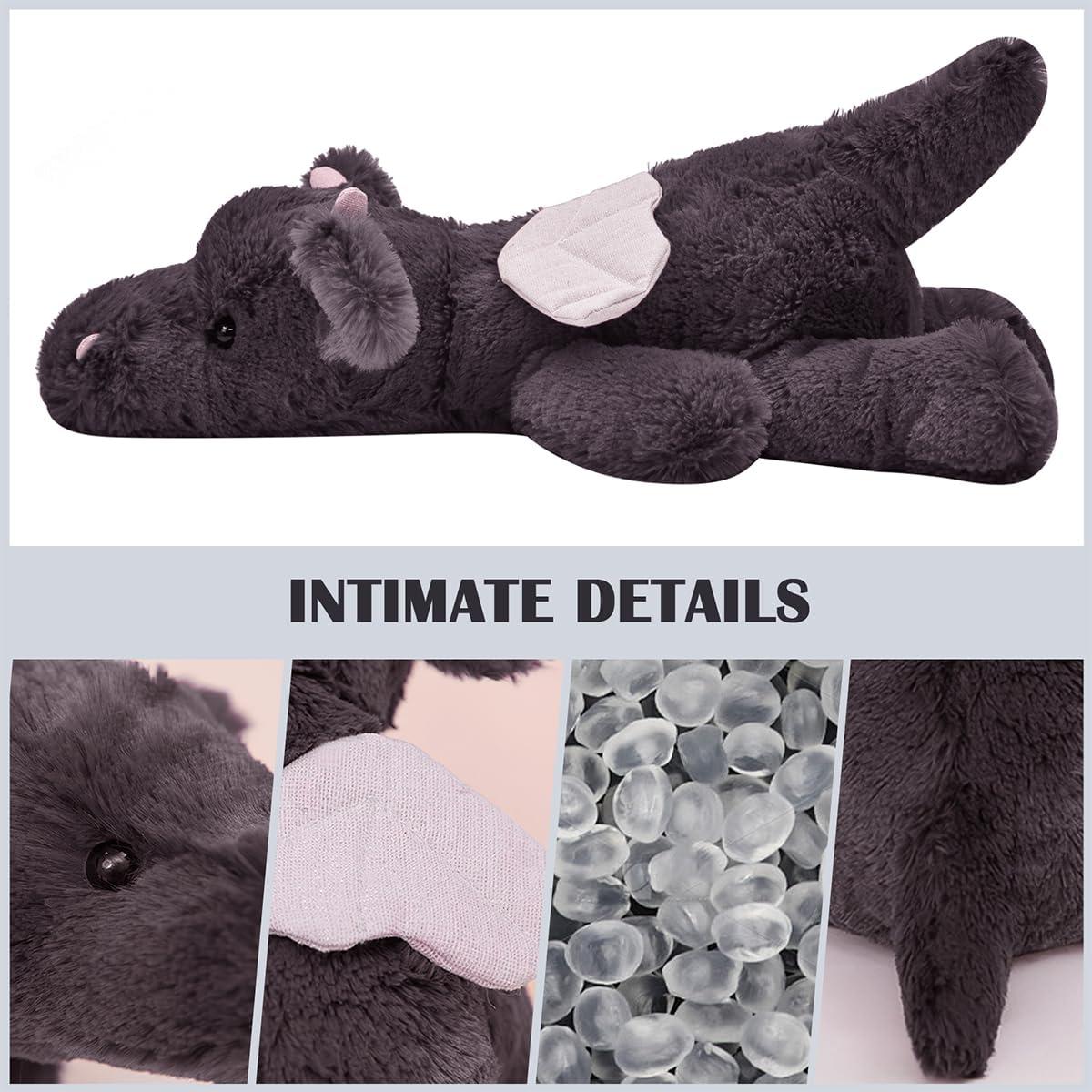 Dragón Negro Peluche Gigante 48 cm Kawaii Almohada Suave