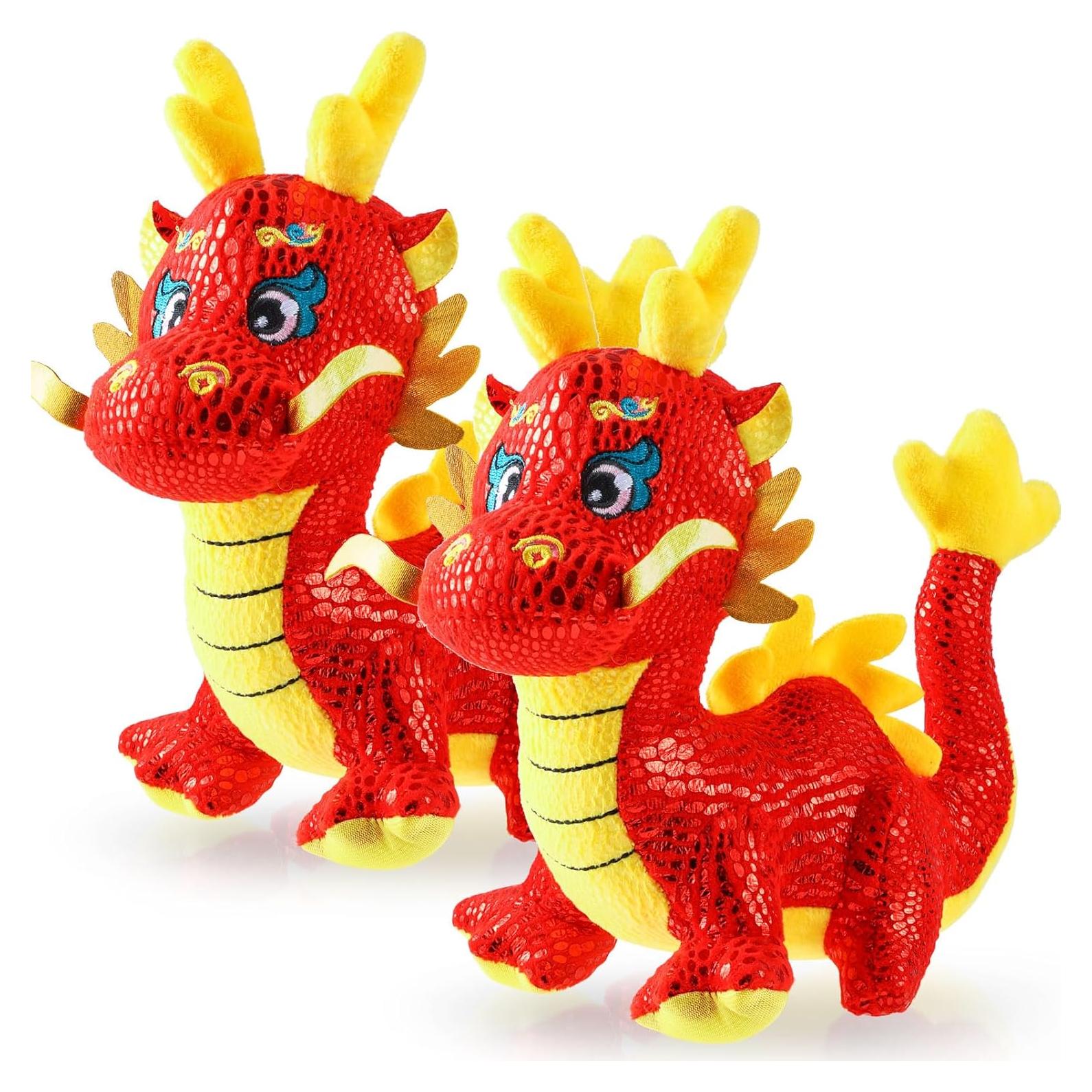 2 Muñecos de Peluche Dragón Chino Afortunado 20-25 cm ZJoey