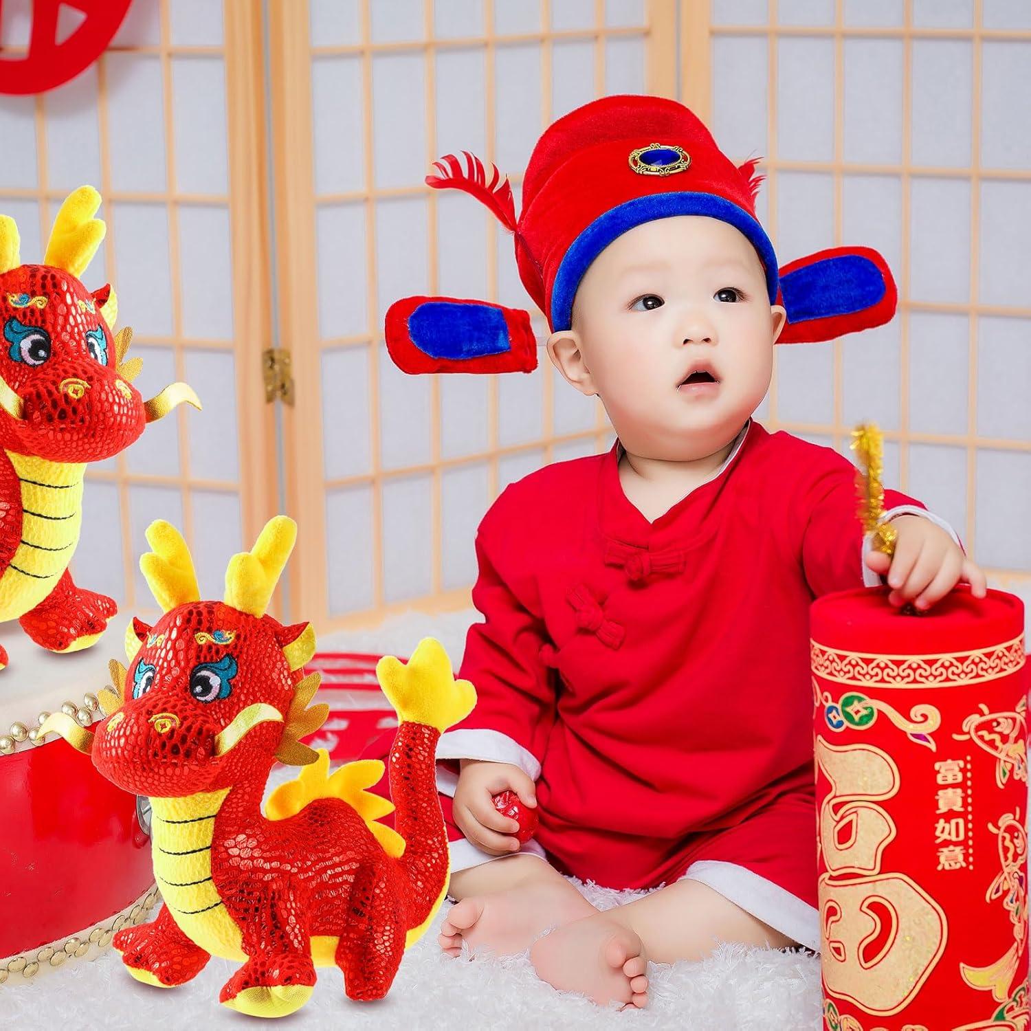 2 Muñecos de Peluche Dragón Chino Afortunado 20-25 cm ZJoey