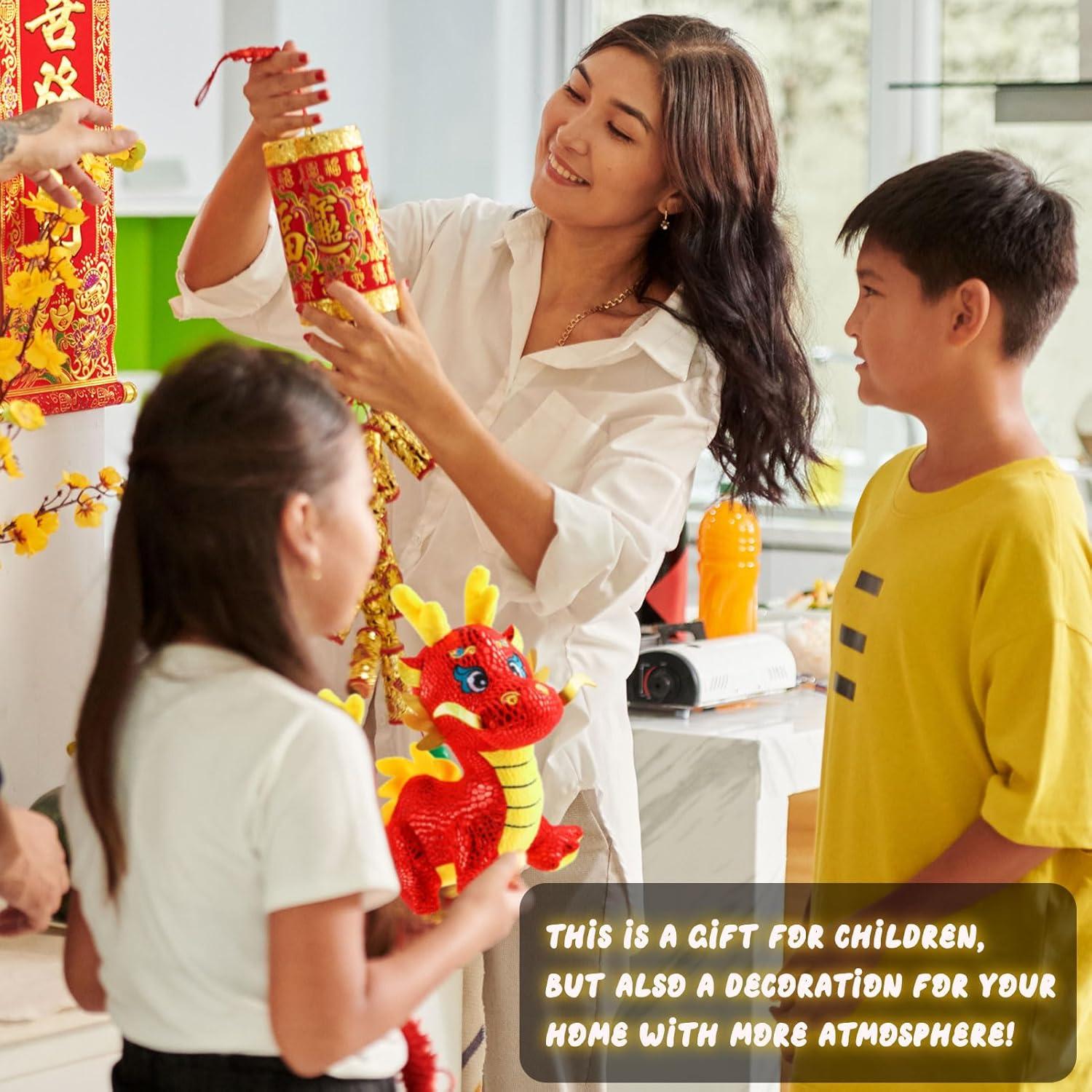 2 Muñecos de Peluche Dragón Chino Afortunado 20-25 cm ZJoey