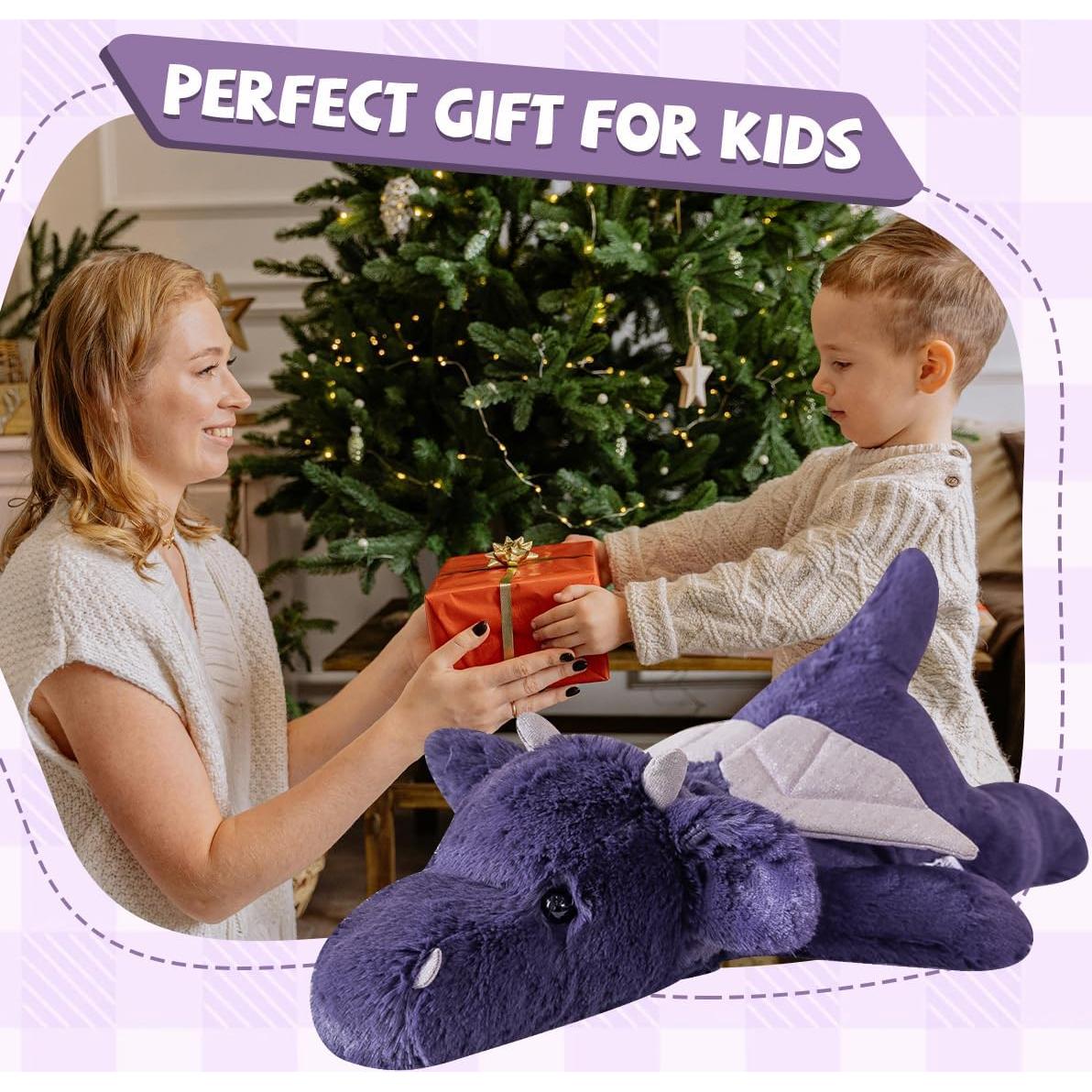 Dragón de Peluche Gigante Gisqis 51.8 cm Púrpura con Peso