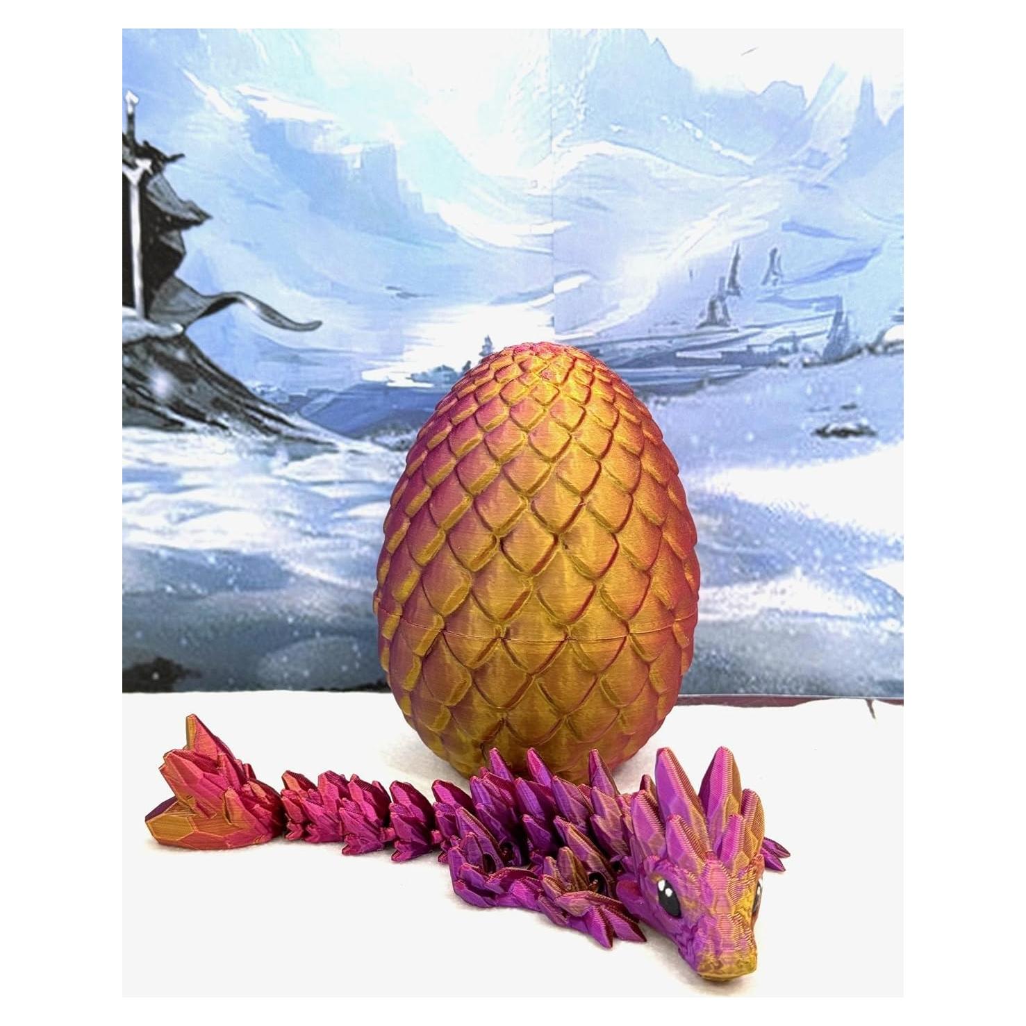 Dragón Bebé Articulado Genérico con Huevo - Rojo Púrpura Dorado