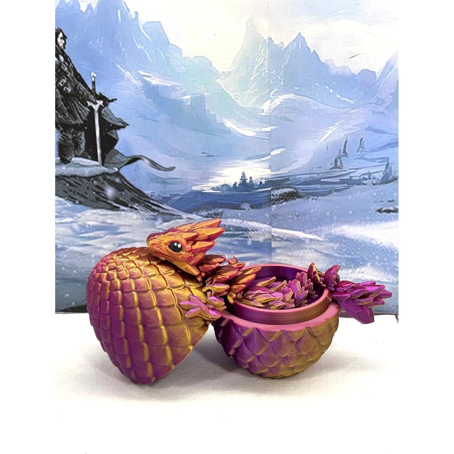 Dragón Bebé Articulado Genérico con Huevo - Rojo Púrpura Dorado