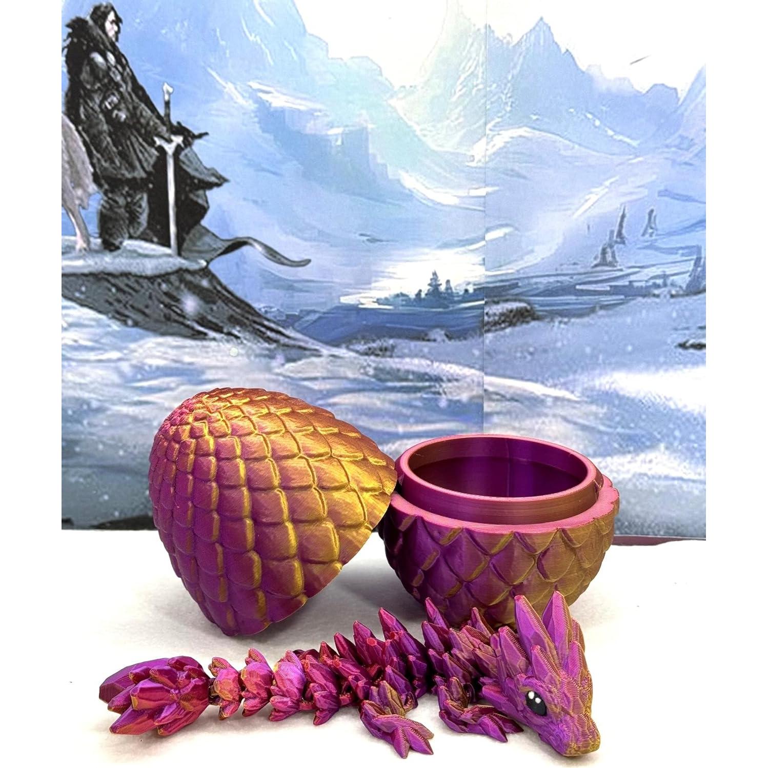 Dragón Bebé Articulado Genérico con Huevo - Rojo Púrpura Dorado