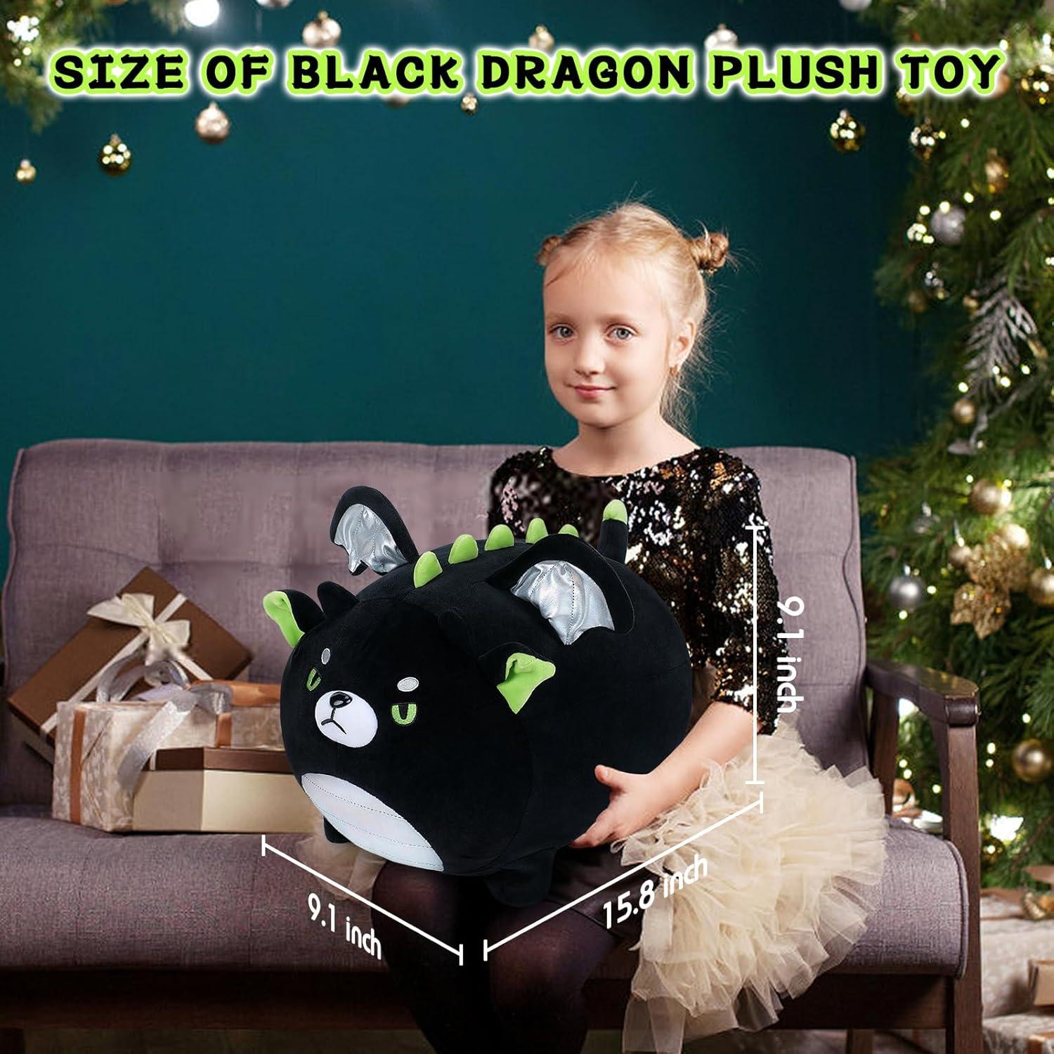 Juguete de Peluche Dragón Negro 40 cm - Almohada Kawaii