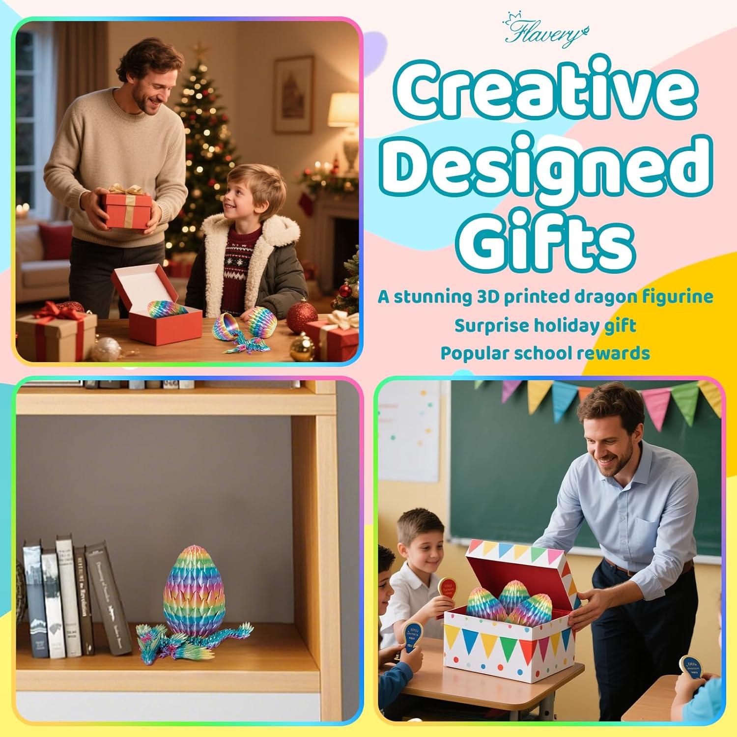 Huevo de Dragón Arcoíris Flavery 23 cm Juguete Antiestrés