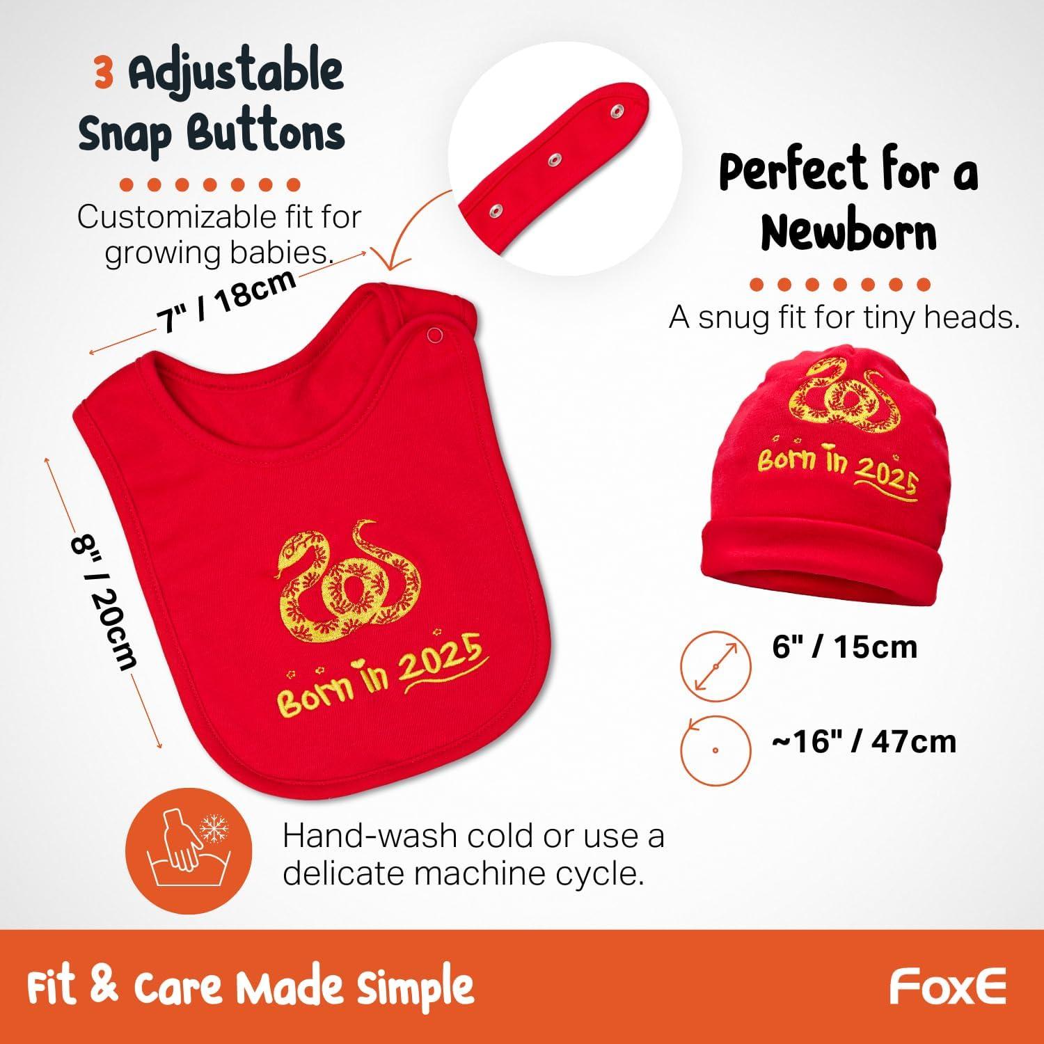 Conjunto de Regalo Bebé FoxE 2025 - Babero, Gorro y Peluche