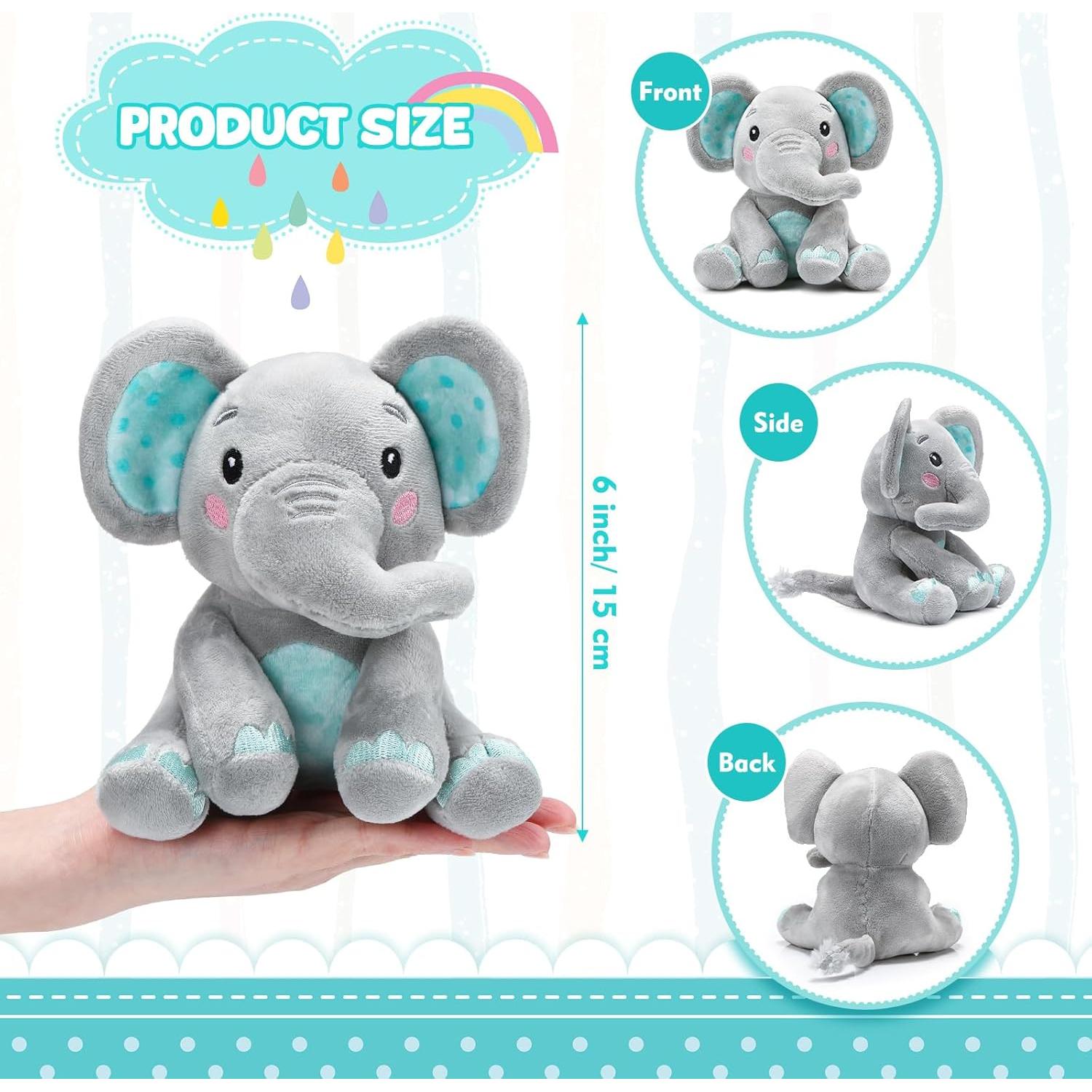 Conjunto de 4 Animales de Peluche Elefante Libima Verde 15 cm