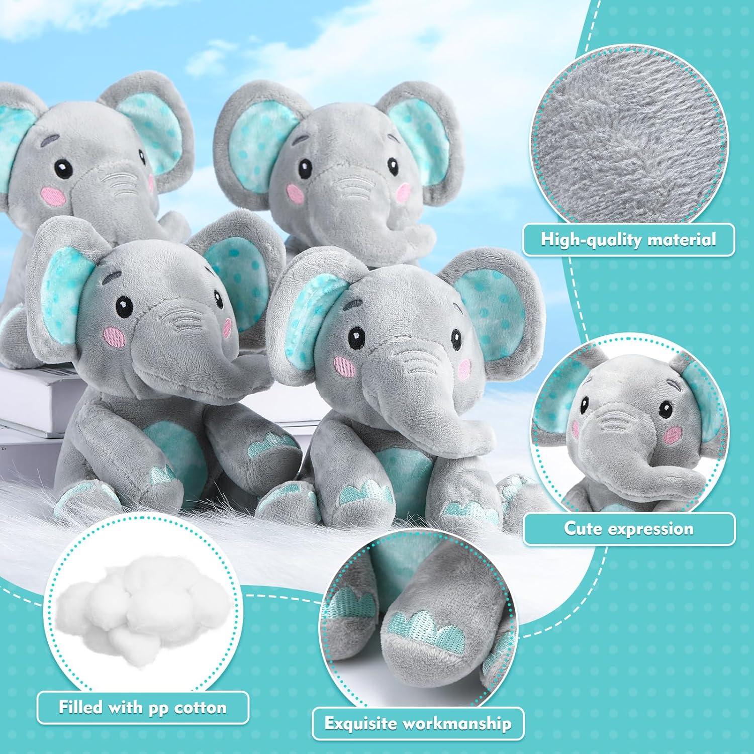 Conjunto de 4 Animales de Peluche Elefante Libima Verde 15 cm