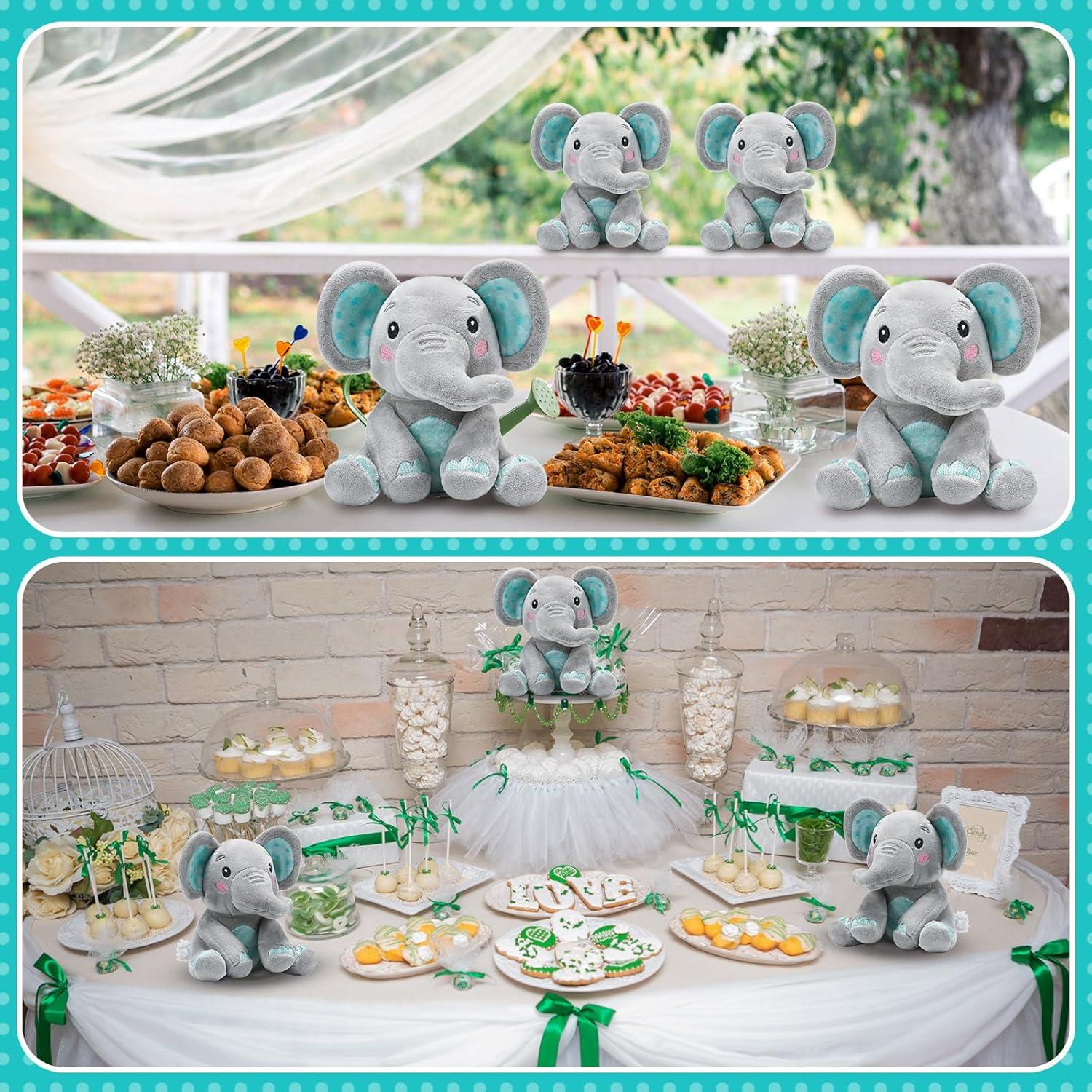 Conjunto de 4 Animales de Peluche Elefante Libima Verde 15 cm