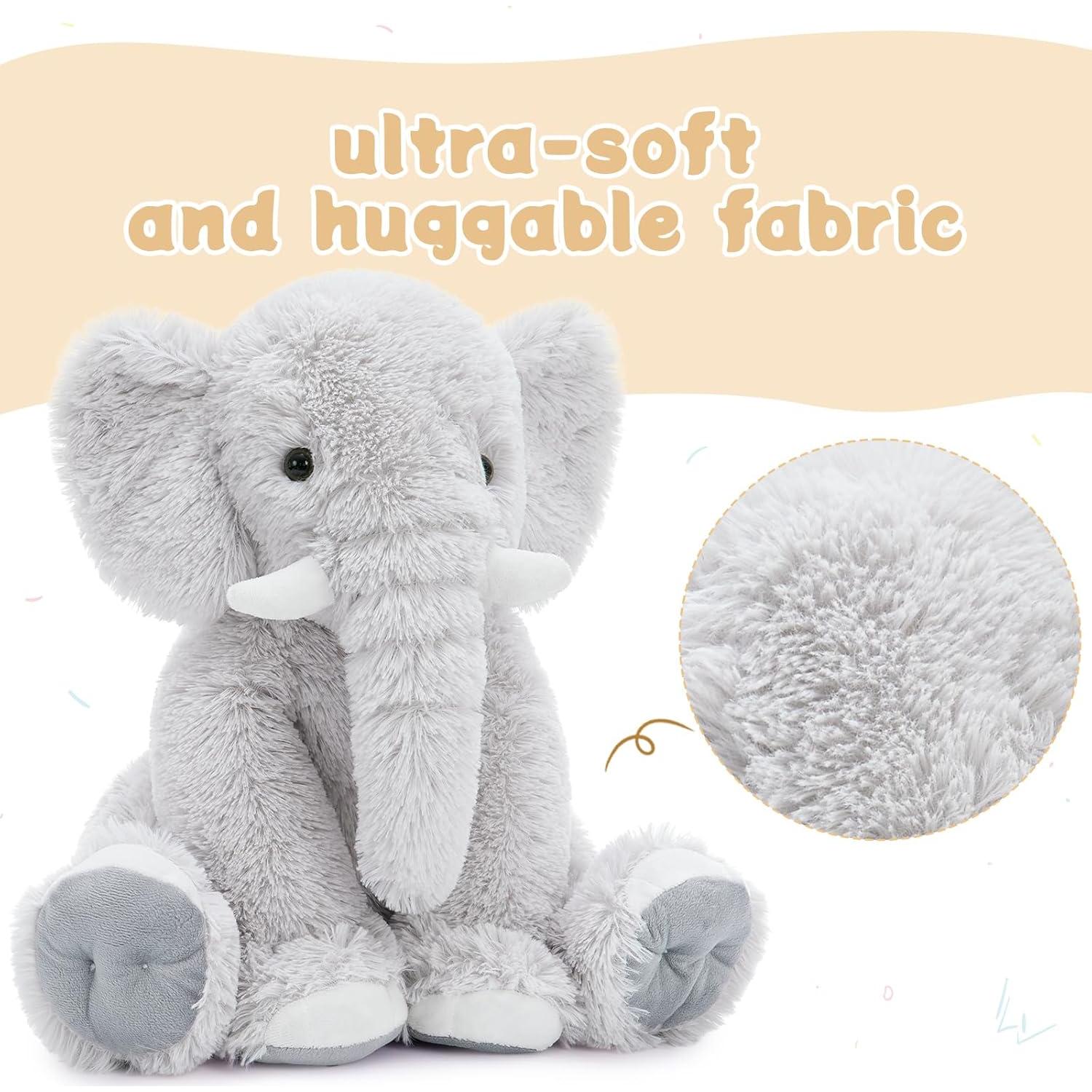 Elefante de Peluche MorisMos 50 cm Suave Gris para Niños