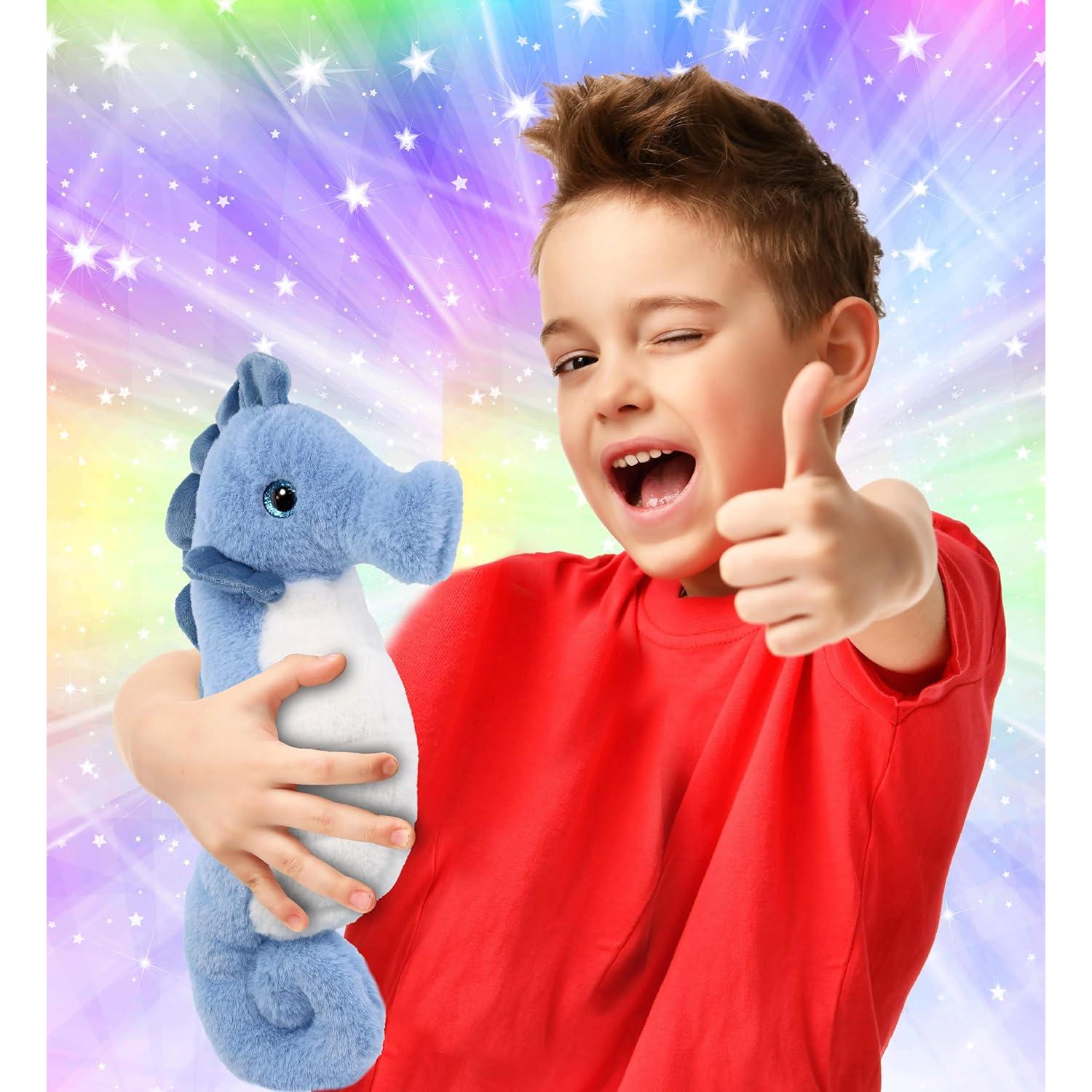 DolliBu Caballito de Mar Azul Peluche Suave 30 cm