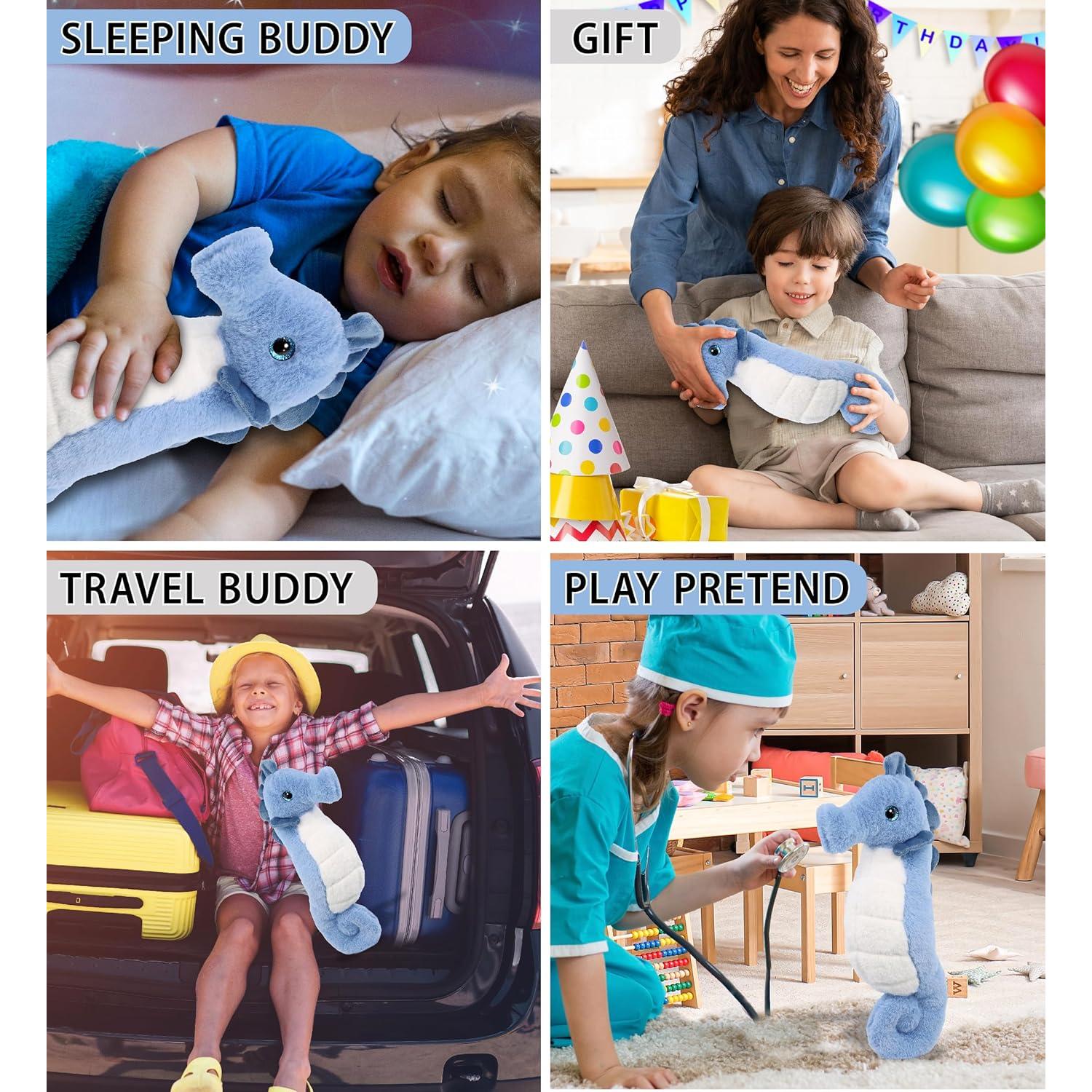 DolliBu Caballito de Mar Azul Peluche Suave 30 cm