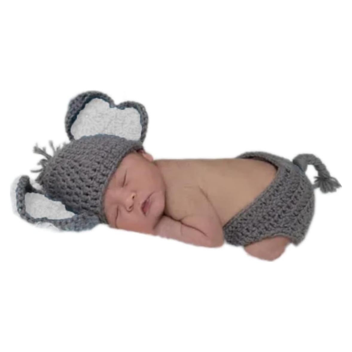 Atuendo de Fotografía para Bebés Recién Nacidos Vomdrok - Gorro y Pantalón Corto Gris