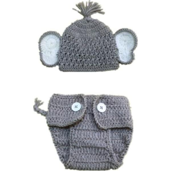 Atuendo de Fotografía para Bebés Recién Nacidos Vomdrok - Gorro y Pantalón Corto Gris