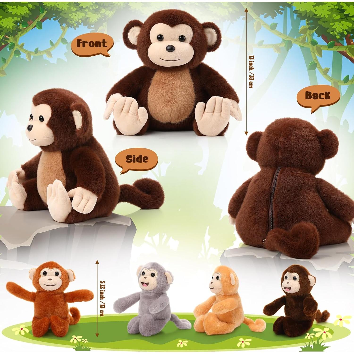 Set de Juguetes de Peluche Mono Aoriher 5 Piezas 33 cm