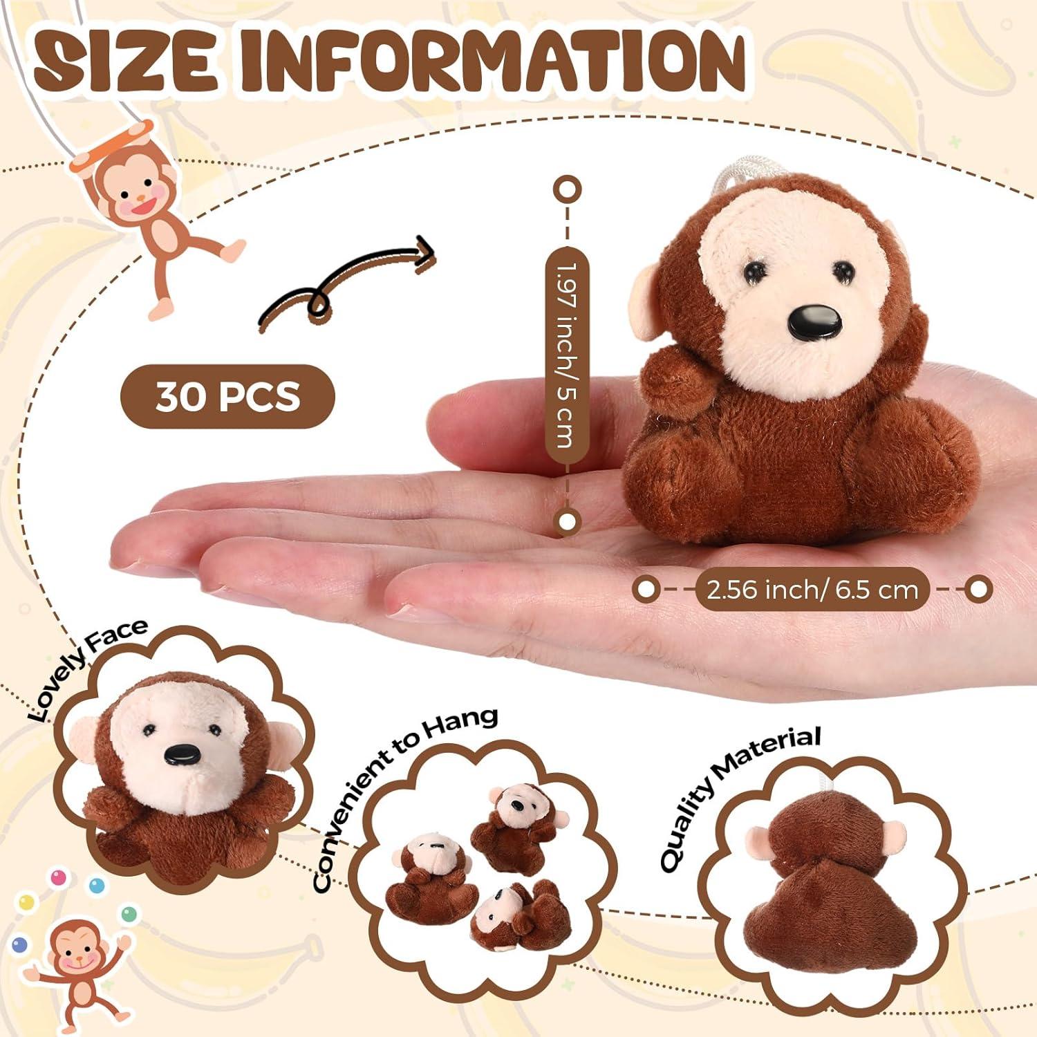 30 Mini Monos de Peluche Shappy para Fiesta y Decoración