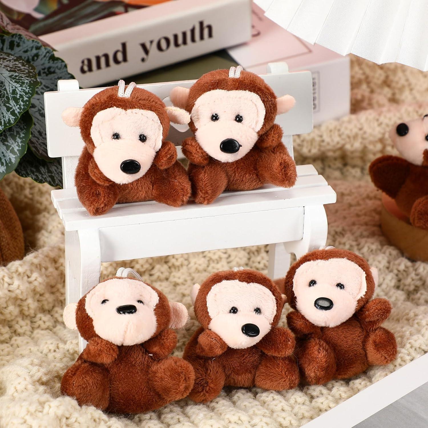 30 Mini Monos de Peluche Shappy para Fiesta y Decoración