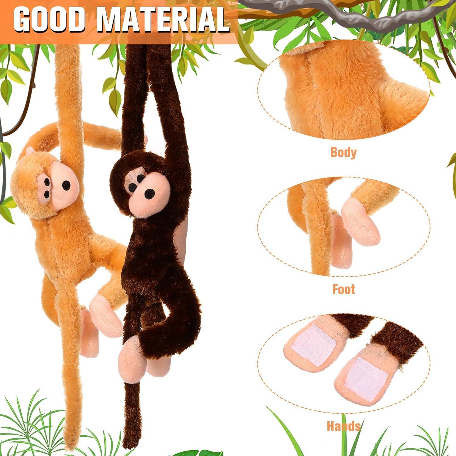 Mono de Peluche Colgante Chivao 2 Pcs 50 cm Marrón y Caqui